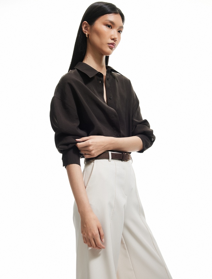  Rahat Kalıp Klasik Yaka Uzun Kollu Gömlek