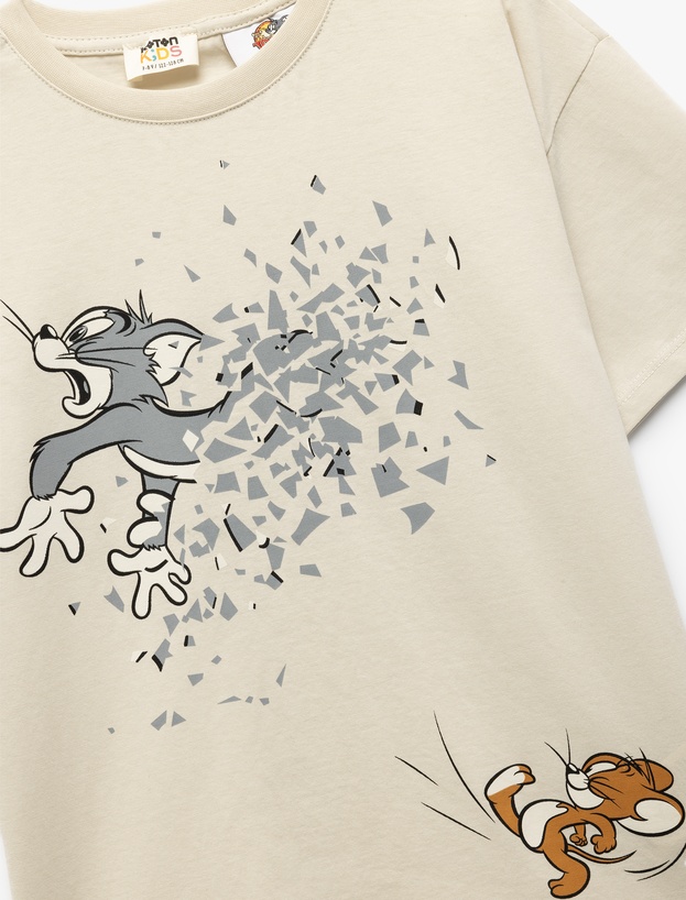 Pamuklu Lisanslı Kısa Kollu Tom ve Jerry Baskılı Tişört_4
