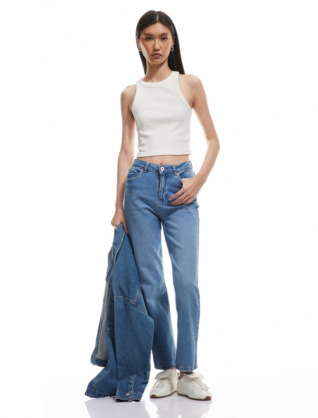 Normal Bel Dar Kesim Pamuklu Jean Pantolon - Slim Straight Jean_0