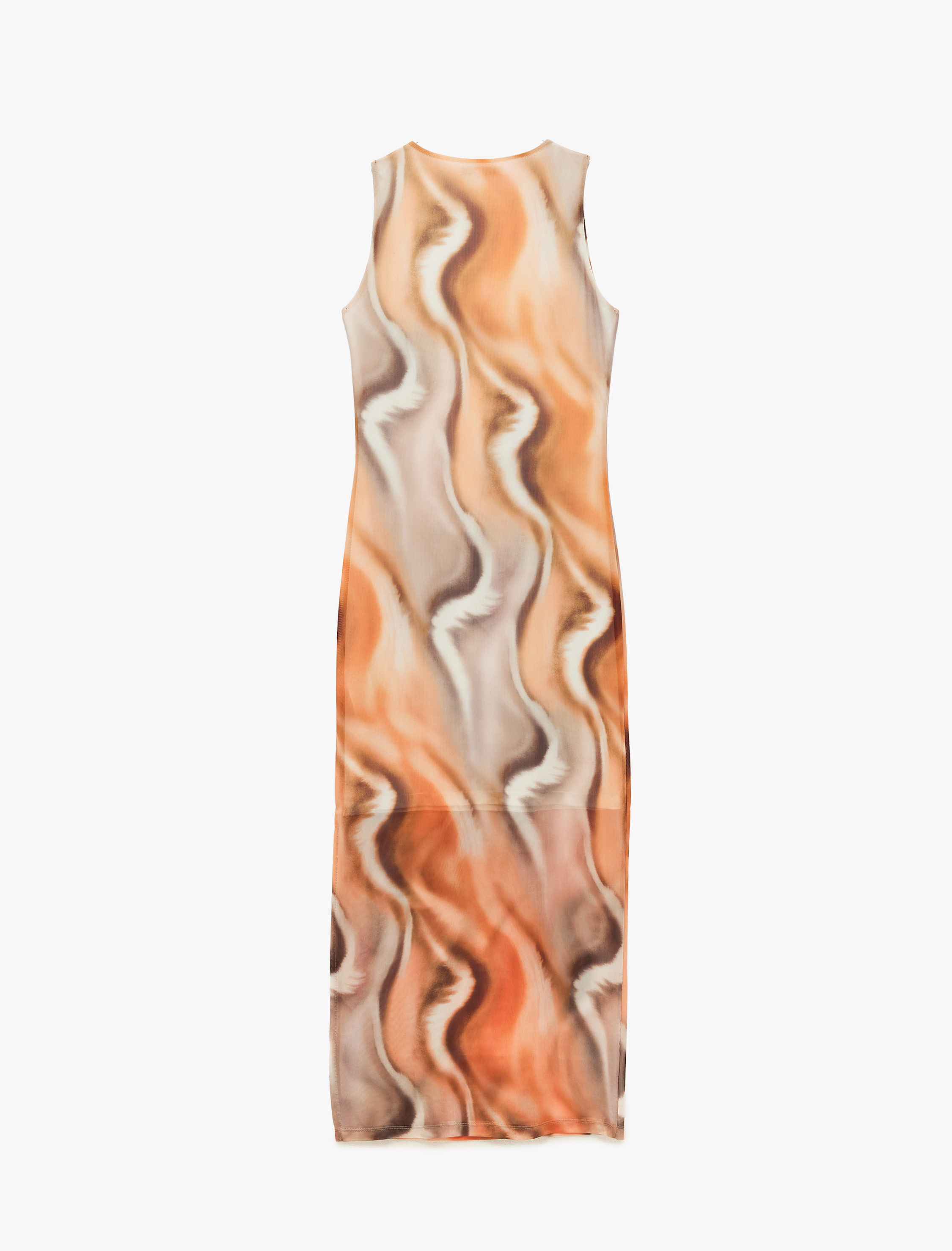   Koton X Sima Tarkan - Yarım Astarlı Desenli Bisiklet Yaka Kolsuz Midi Tül Elbise