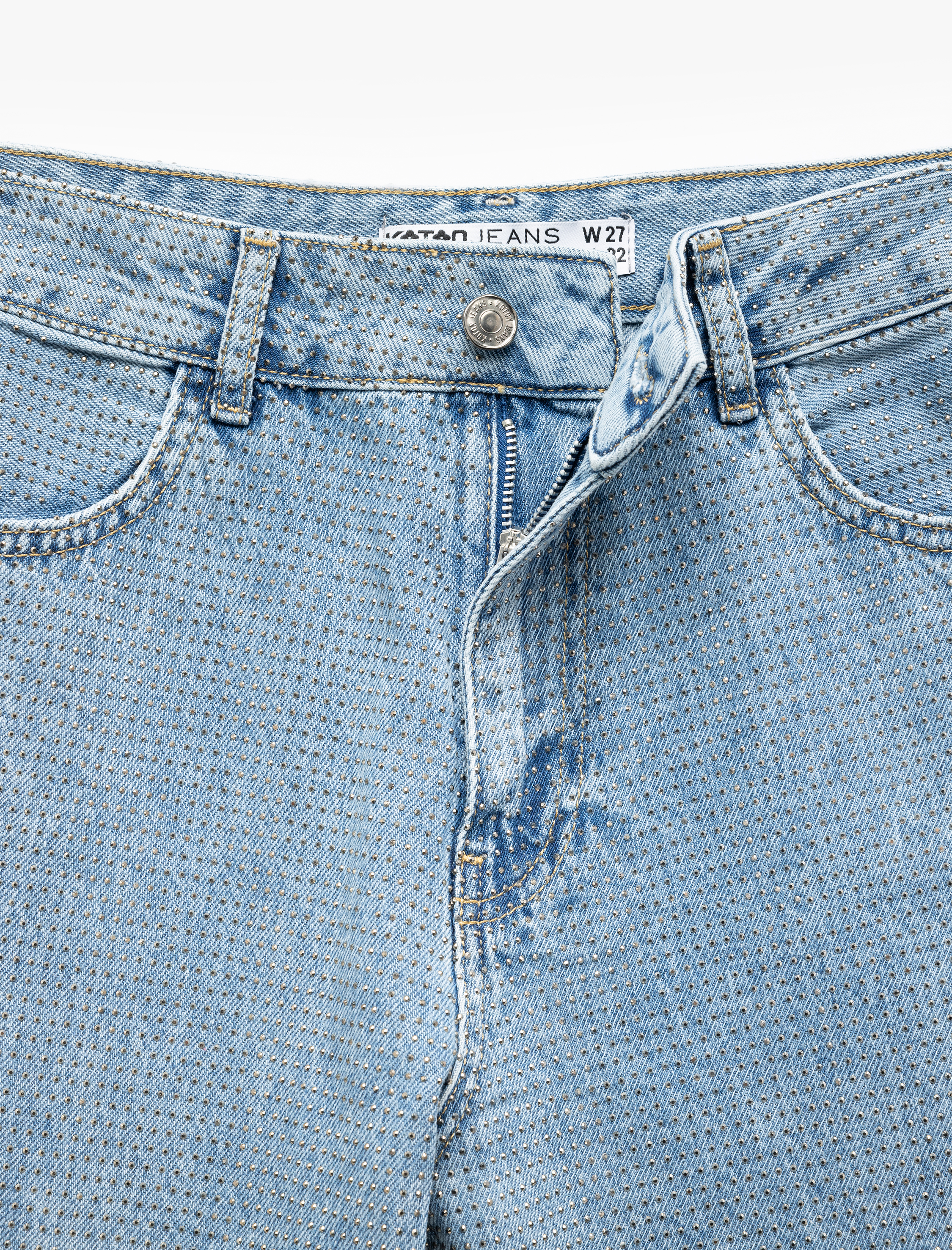   Pamuklu Normal Bel Taş Detaylı Straight Fit Jean