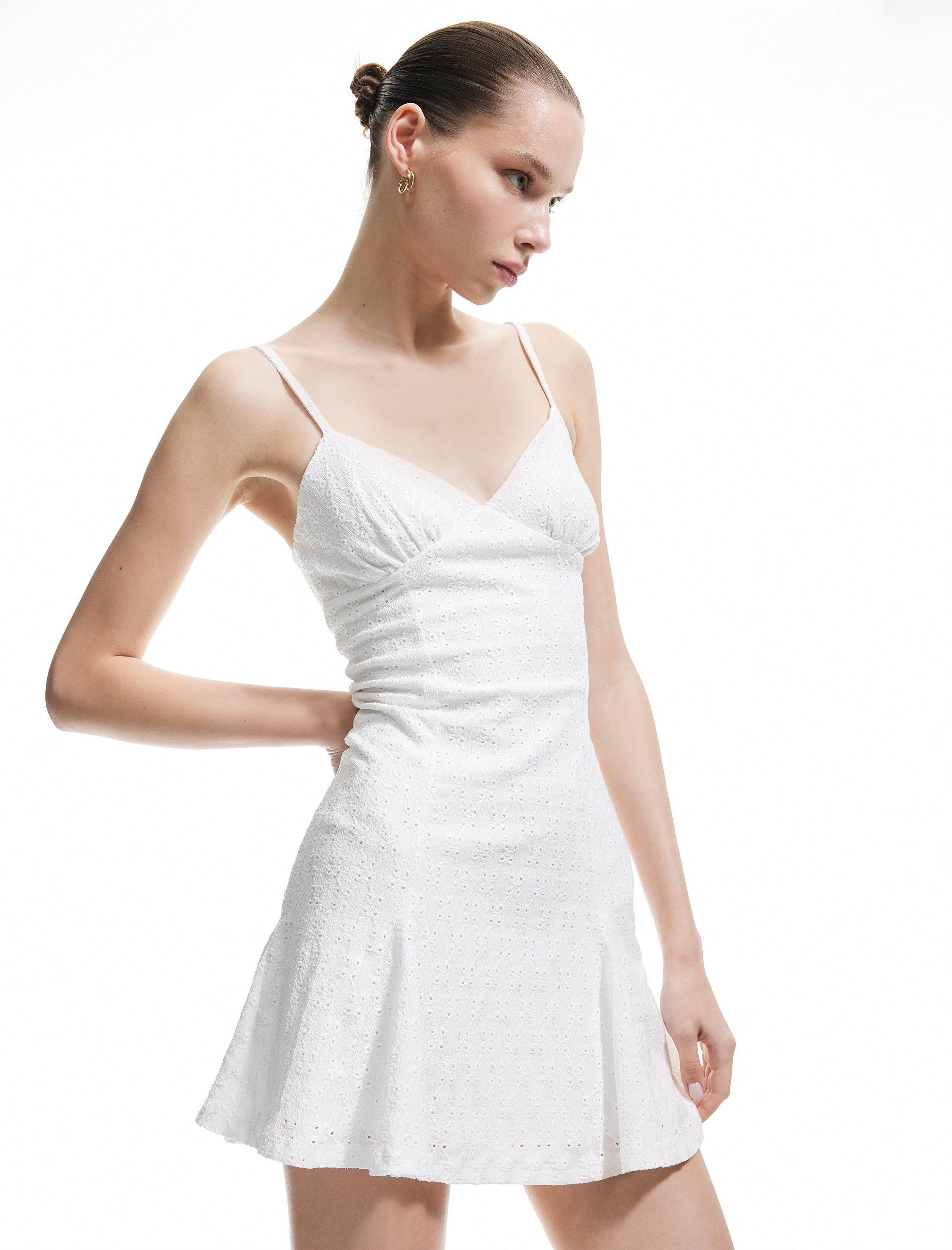 İp Askılı V Yaka Fisto Mini Elbise