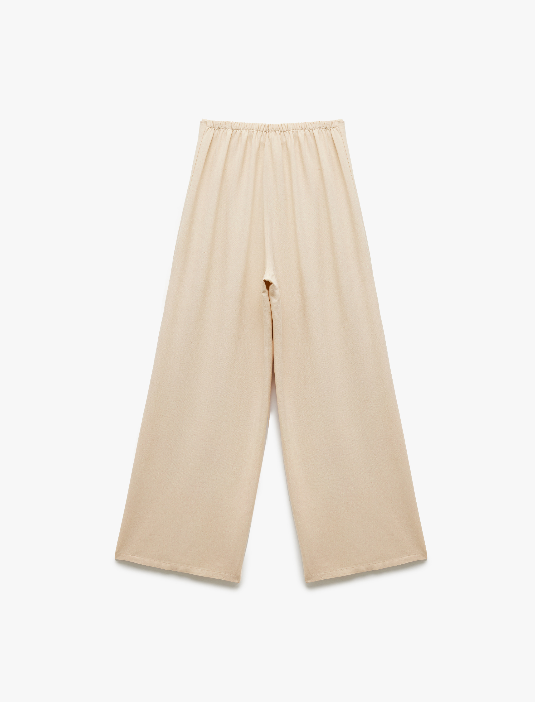   Viskon Kemer Detaylı Yırtmaçlı Nervürlü Geniş Paça Pantolon