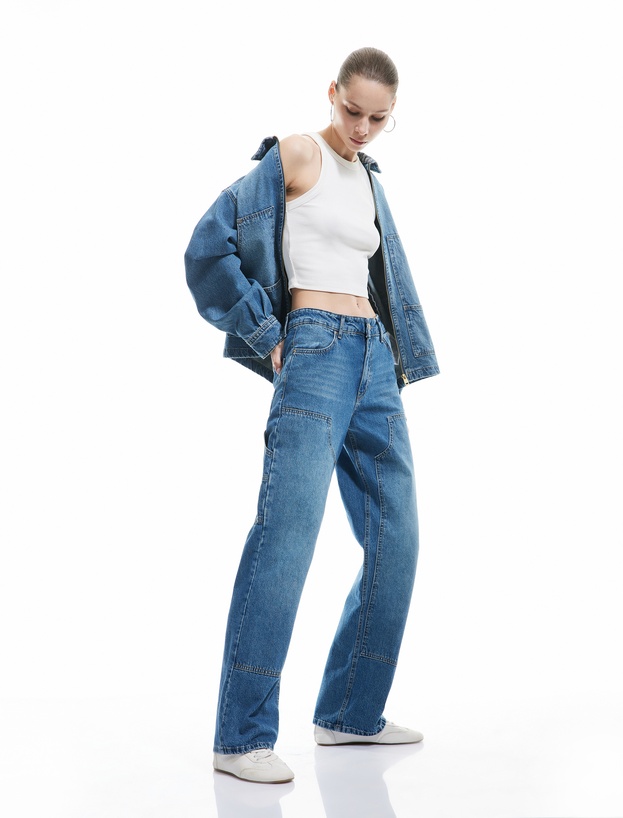 Pamuklu Düz Kesim Düz Paça Jean Pantolon - Carpenter Jean_0