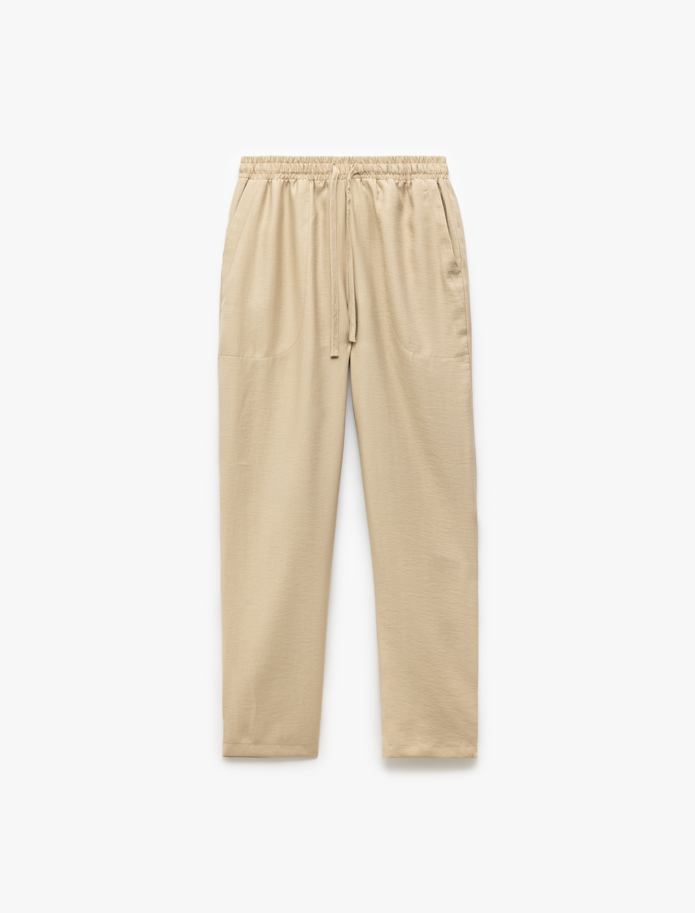   Beli Bağcıklı Rahat Kesim Cep Detaylı Havuç Pantolon