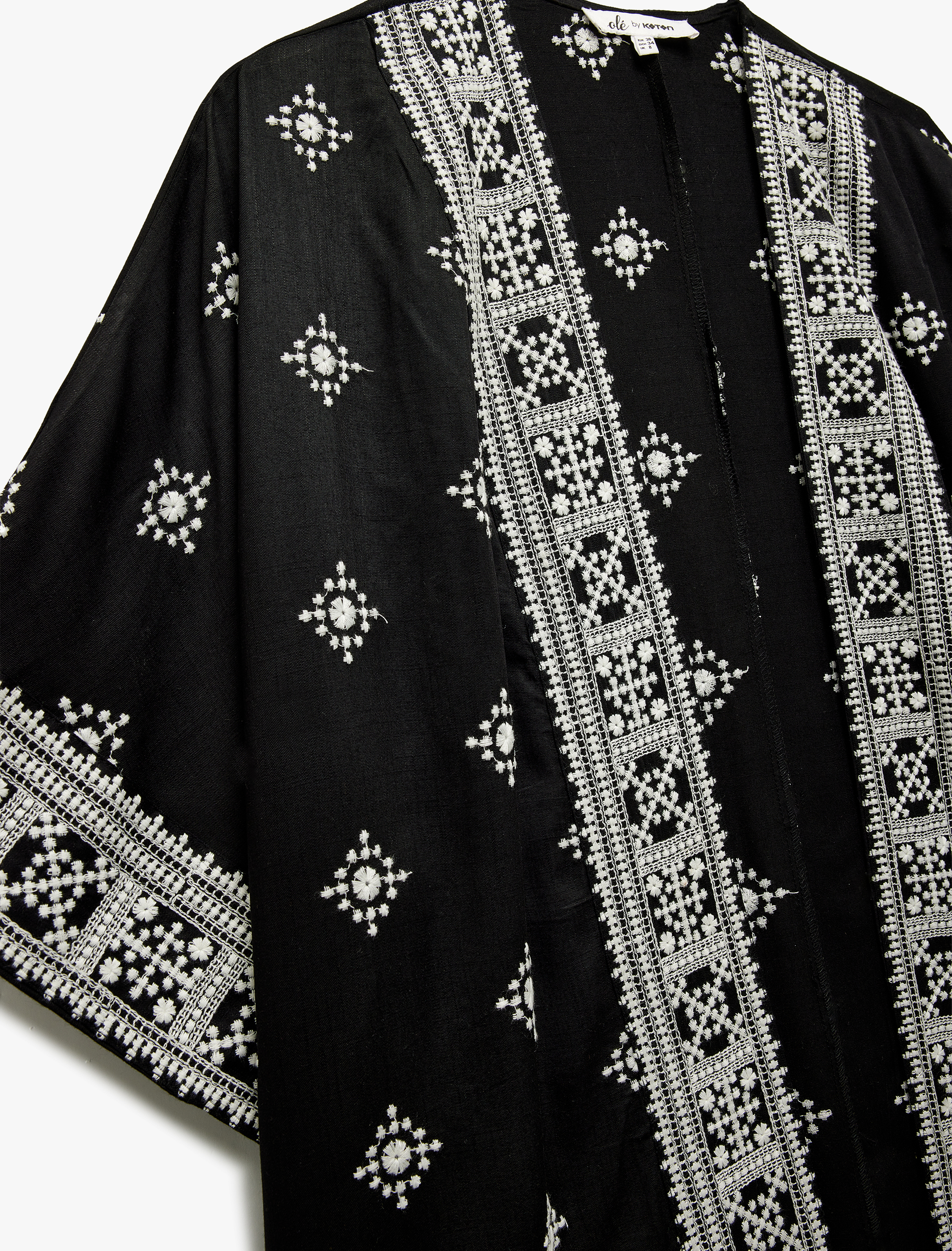   Viskon Yarım Kollu Etnik Kimono