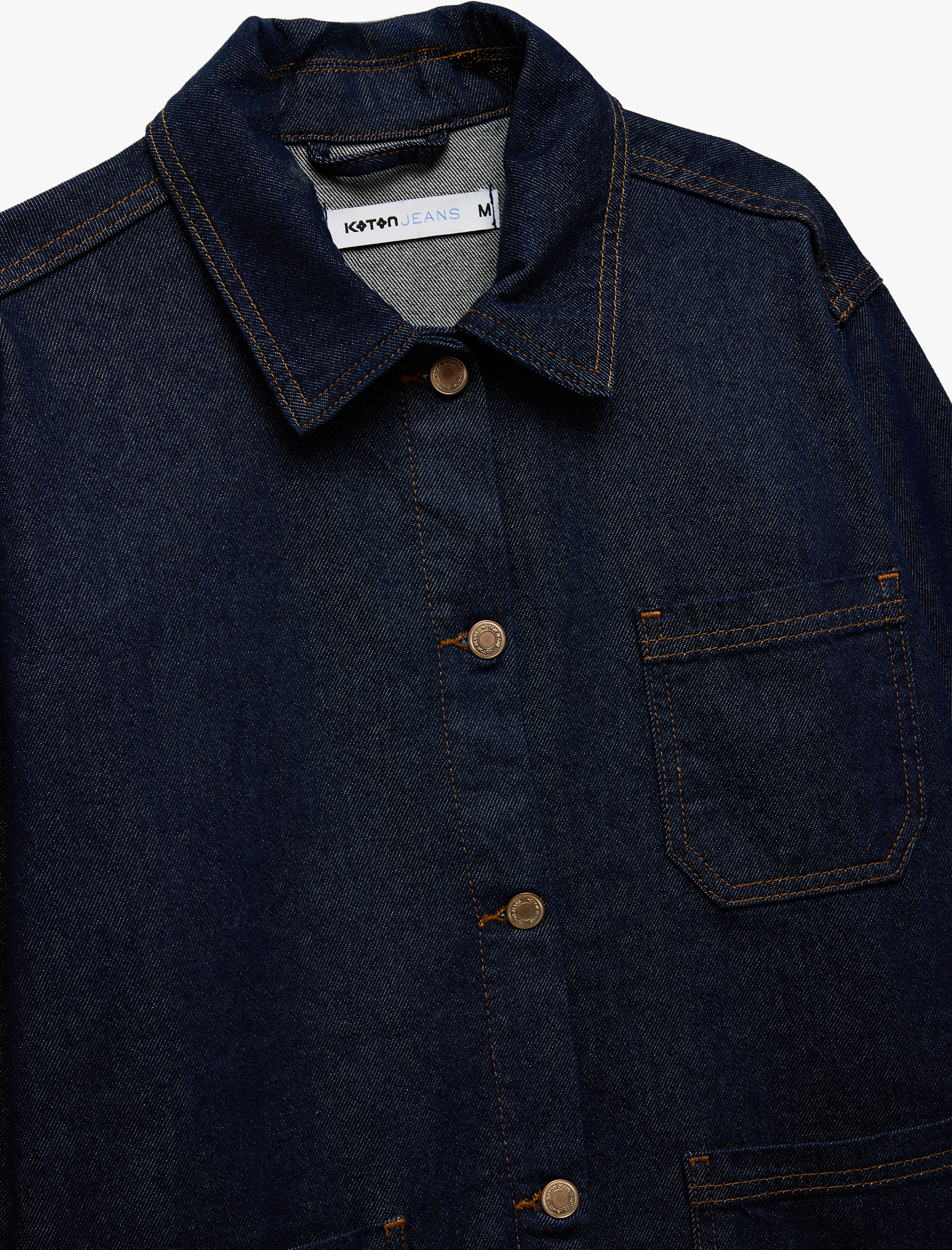   Pamuklu Cep Detaylı Klasik Yaka Düğmeli Denim Ceket