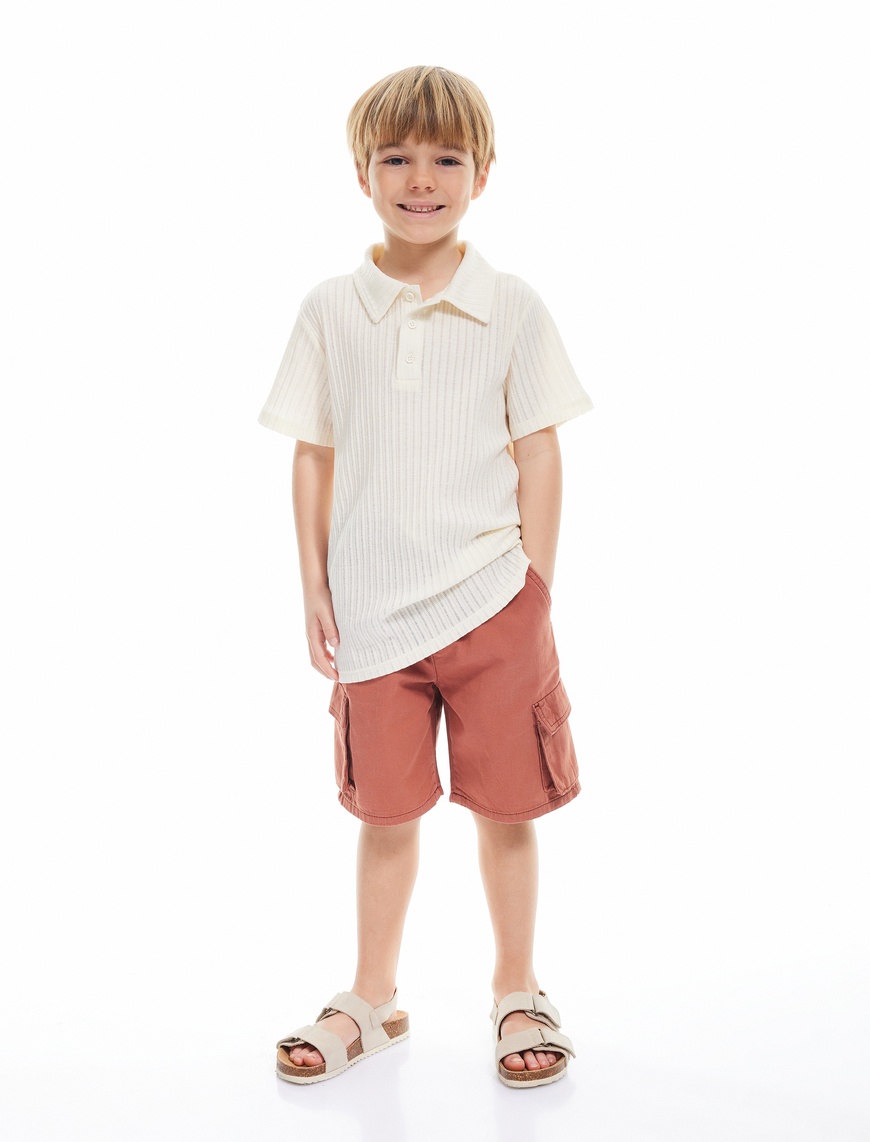  Erkek Çocuk Kısa Kollu Pamuklu Basic Polo Yaka Tişört