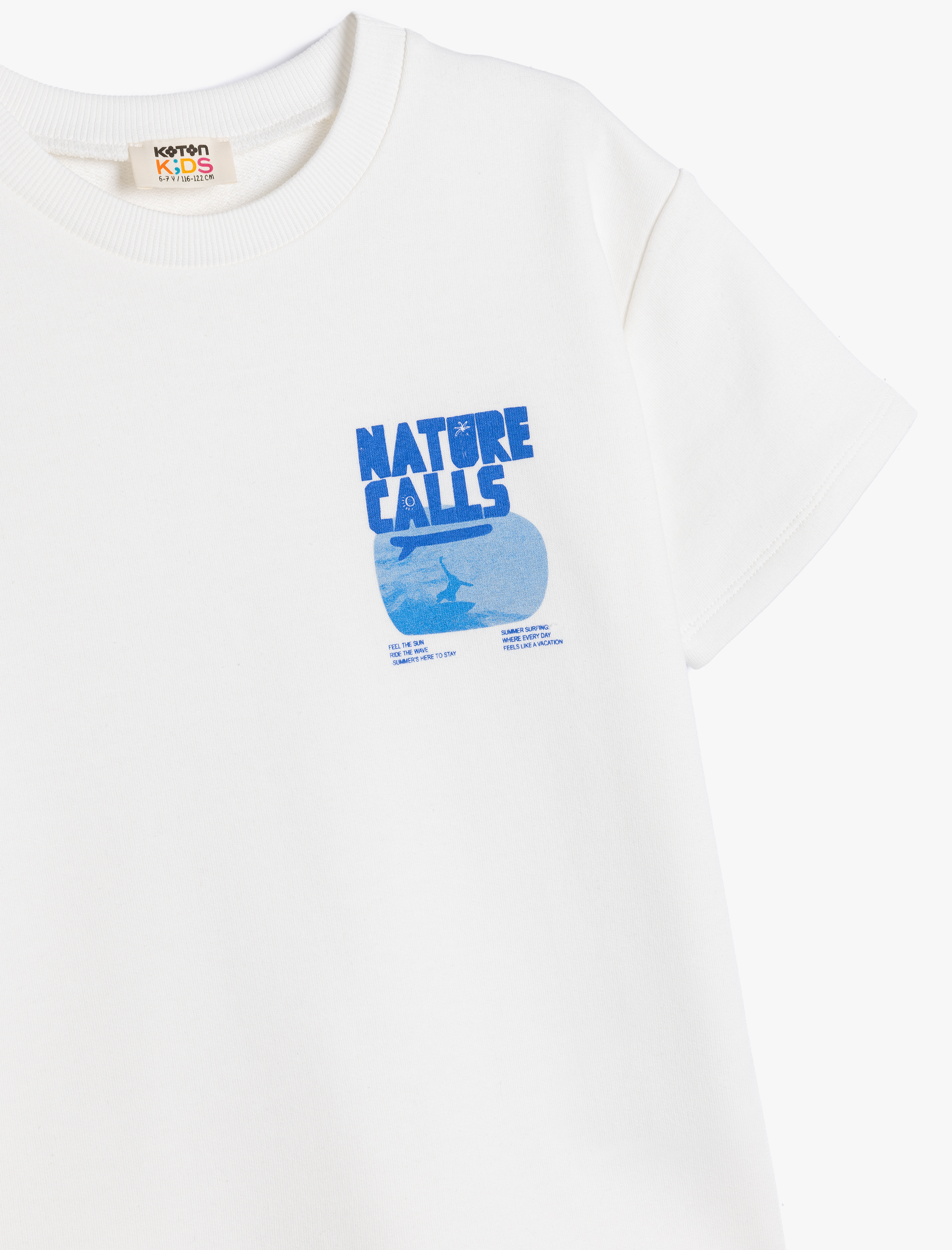  Erkek Çocuk Slogan Baskılı Bisiklet Yaka Pamuklu Oversize Tişört