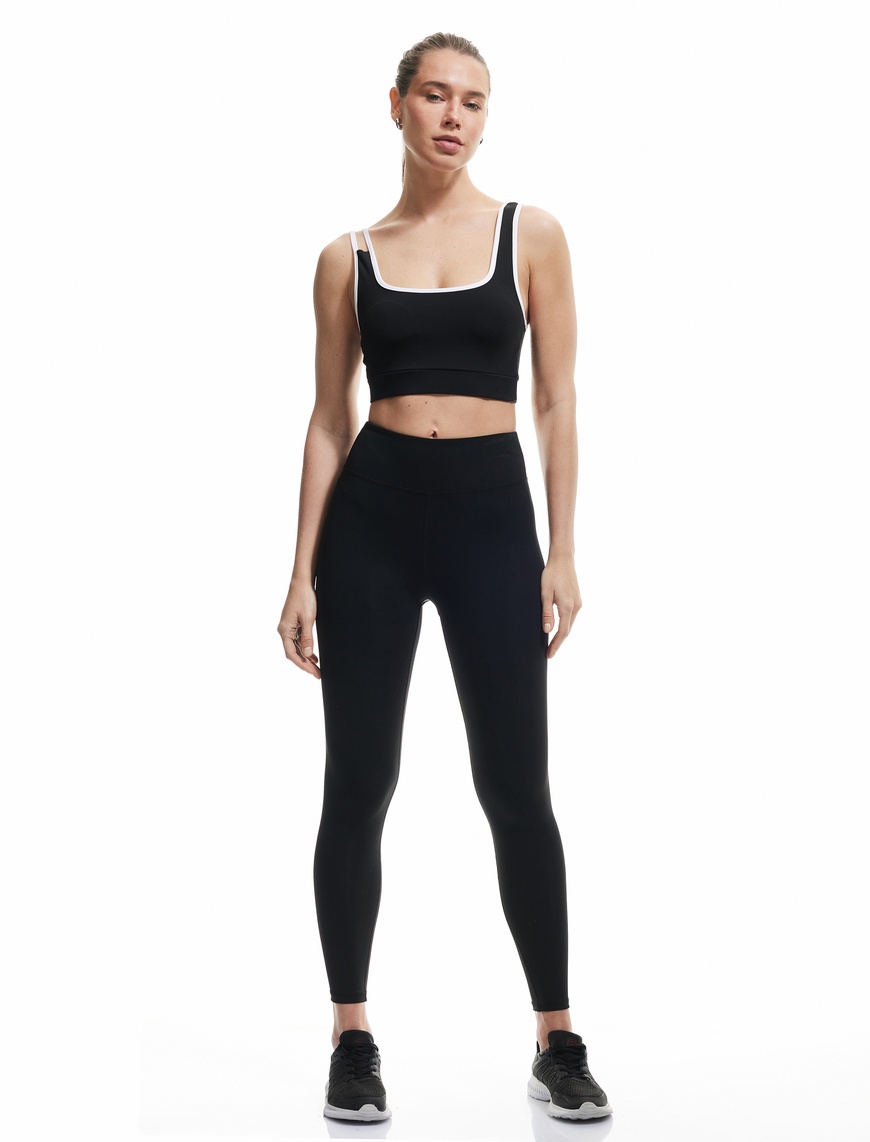   Normal Bel Dikiş Detaylı Skinny Fit Spor Tayt