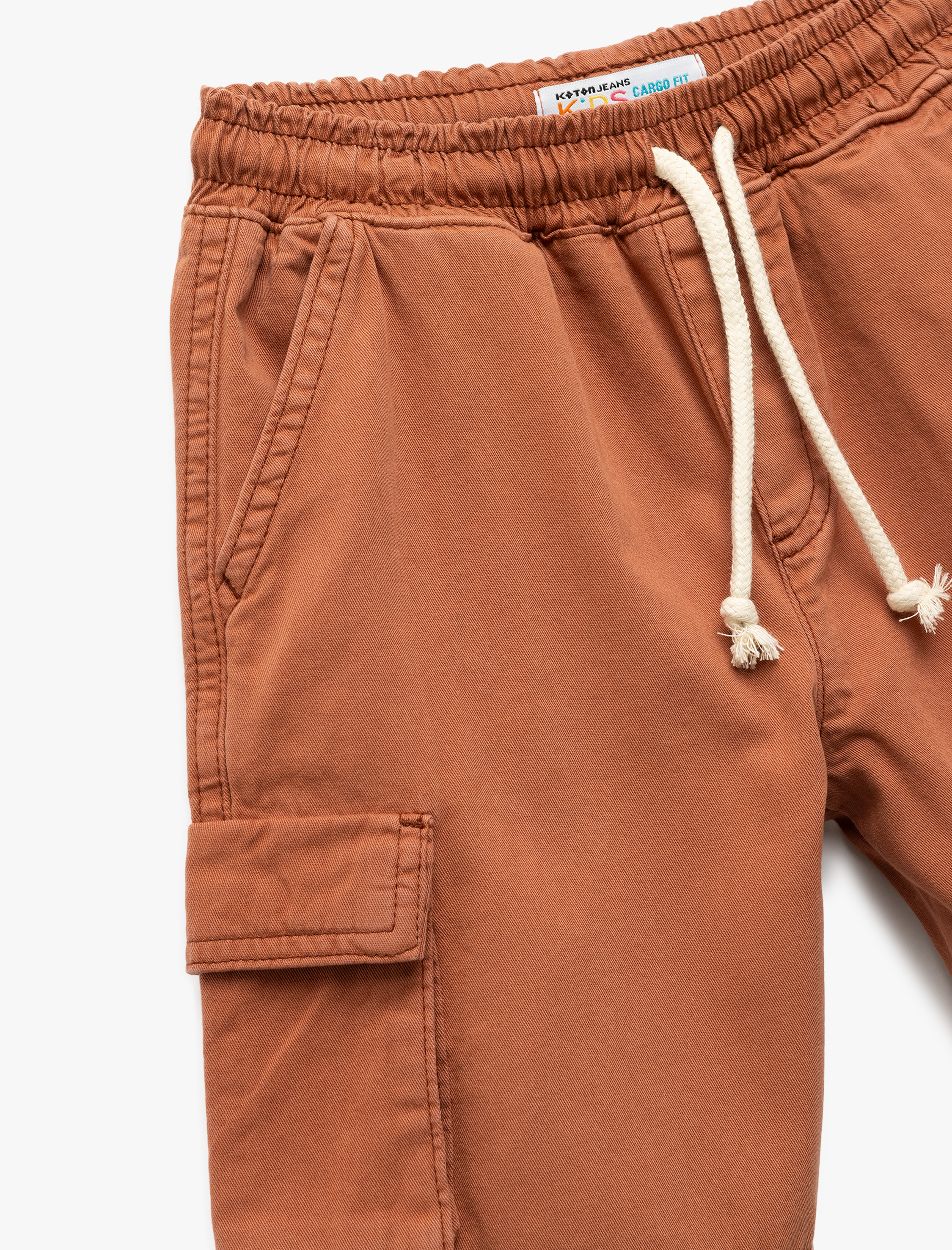  Erkek Çocuk Pamuklu Beli Bağlamalı Cep Detaylı Kargo Şort