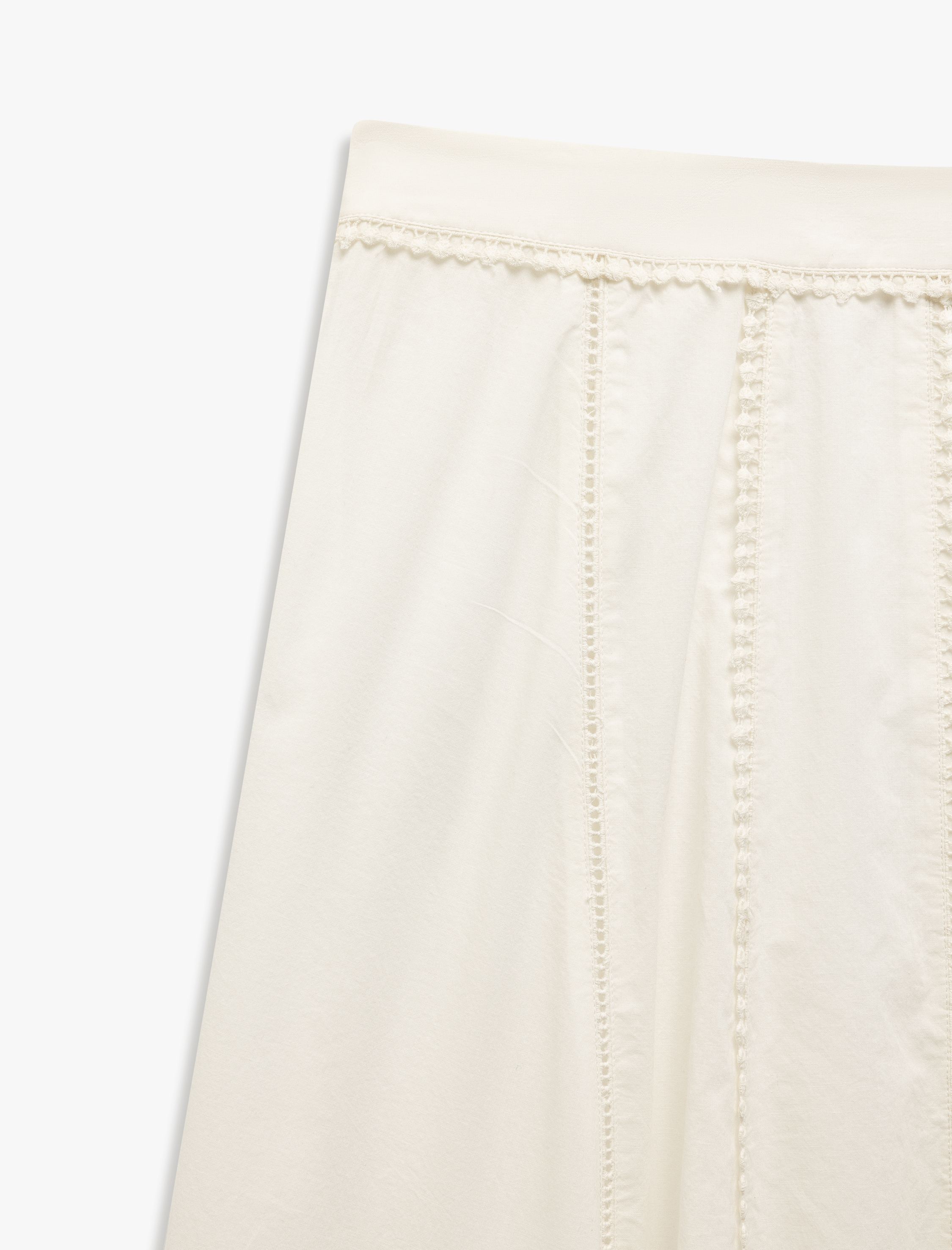   Pamuklu Astarlı Nakış Detaylı Uzun Kloş Etek