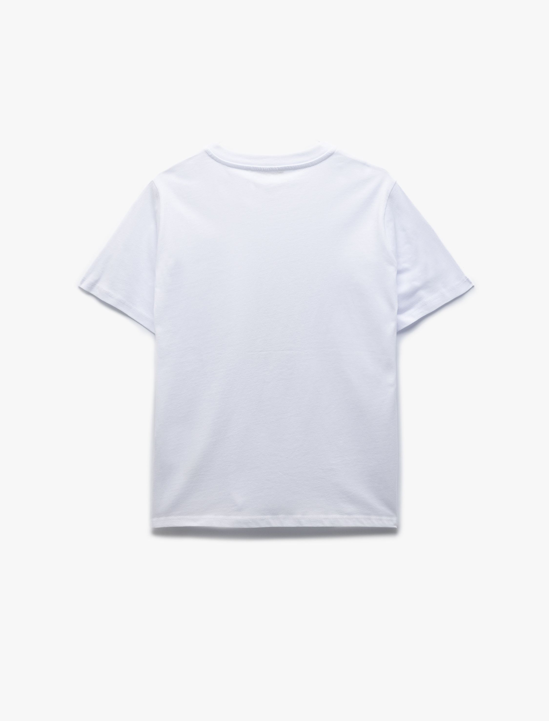   Pamuklu Kısa Kollu Bisiklet Yaka Çiçek Baskılı Tişört