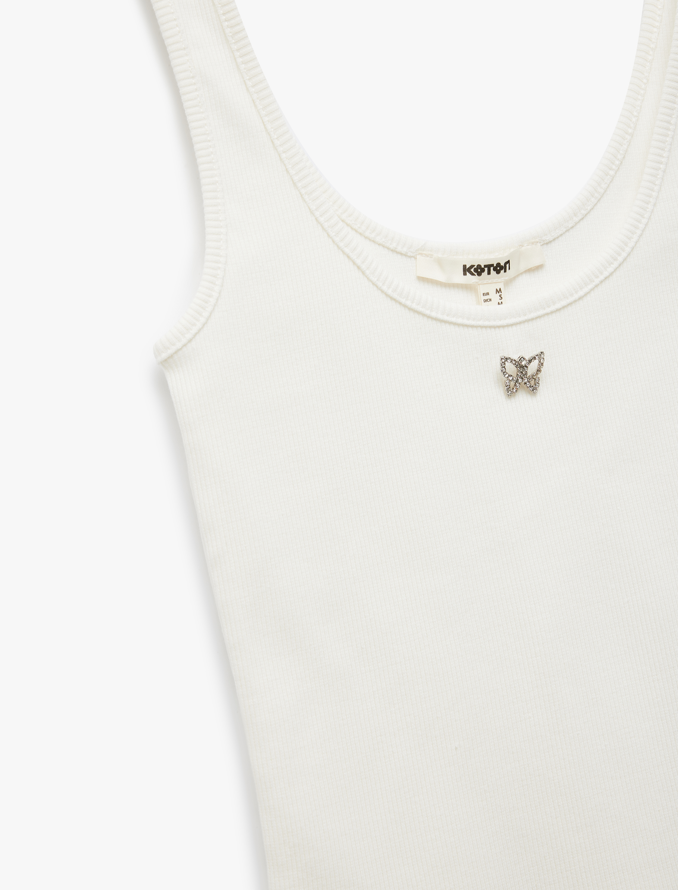 Pamuklu Slim Fit Kelebek Taş Detaylı Basic Atlet