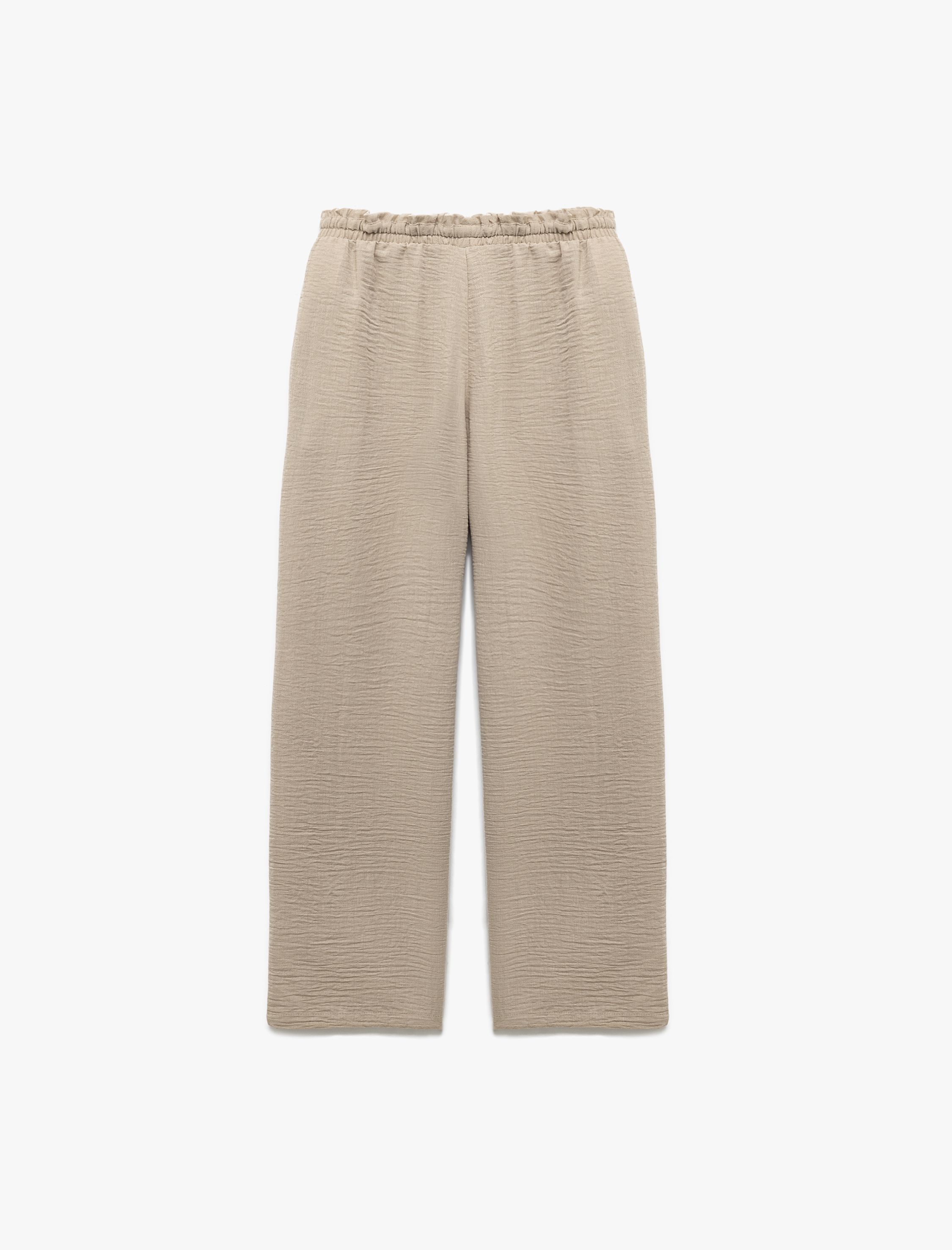   Beli Bağlamalı Lastikli Cepli Bol Paça Pantolon