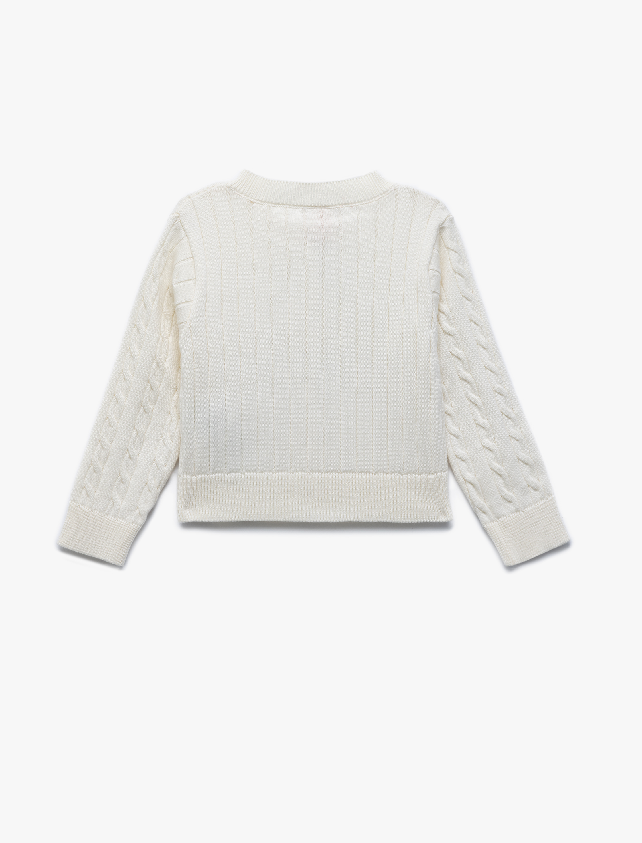  Kız Bebek Uzun Kollu Bisiklet Yaka Fiyonk Detaylı Saç Örgü Triko Hırka