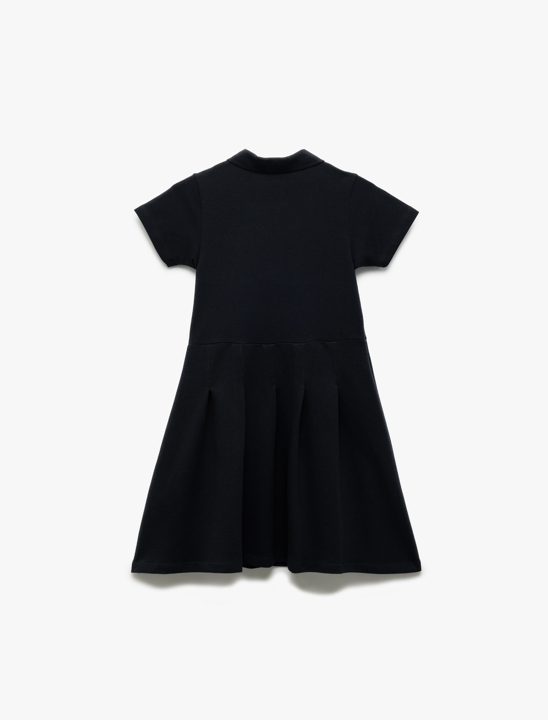 Kız Çocuk Kısa Kollu Düğme Kapamalı Pamuklu Okul Gömlek Elbise