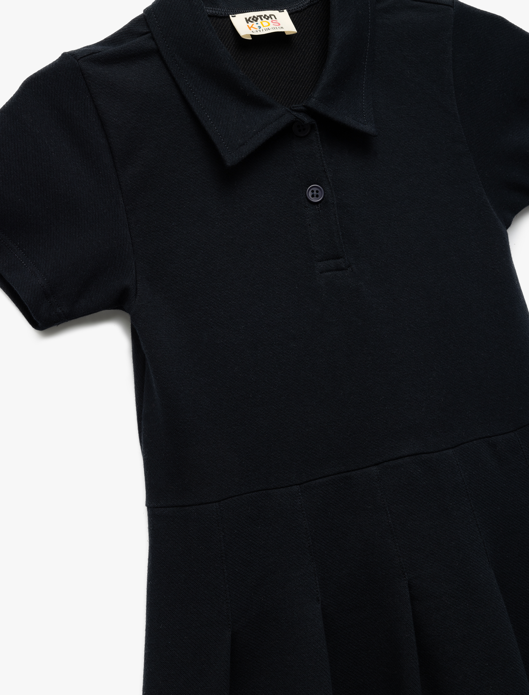 Kız Çocuk Kısa Kollu Düğme Kapamalı Pamuklu Okul Gömlek Elbise