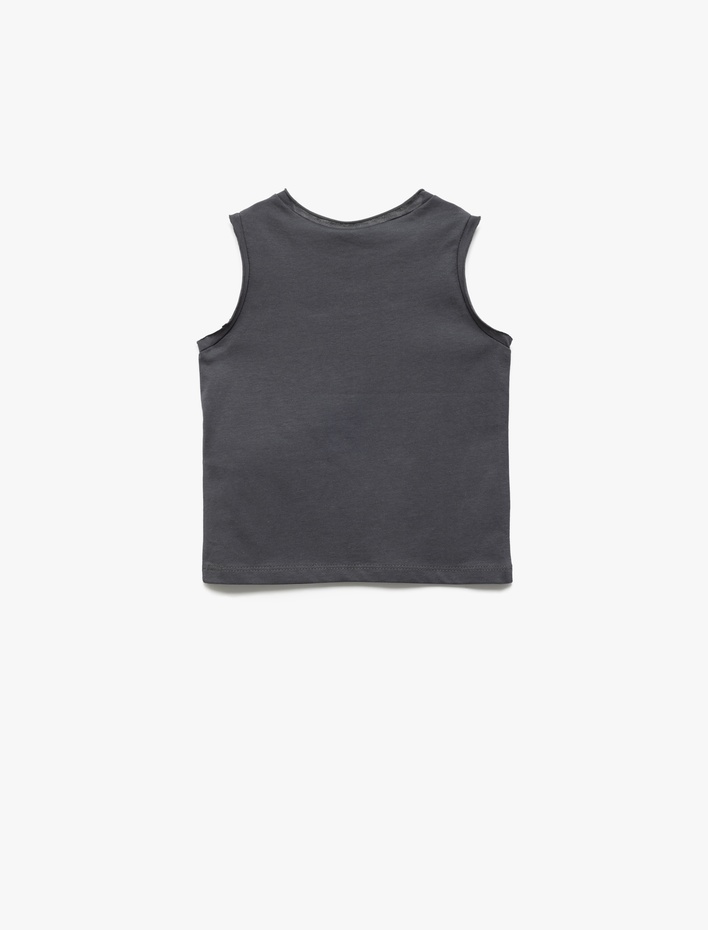 Erkek Bebek Pamuklu Bisiklet Yaka Baskılı Kolsuz Tişört