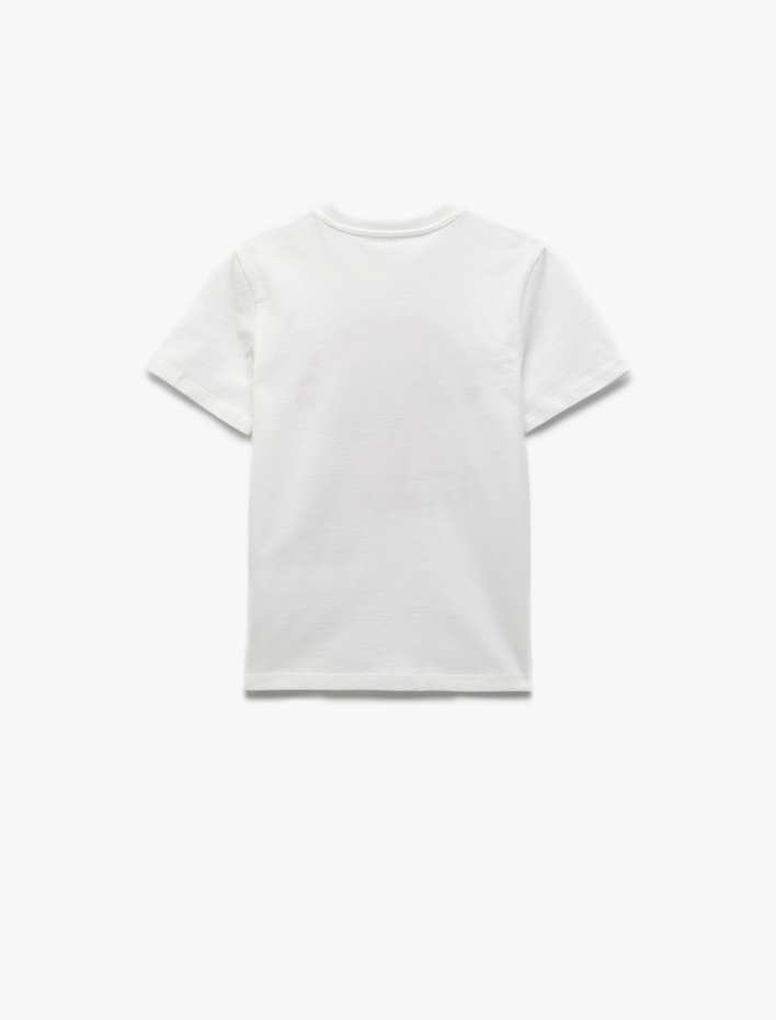 Erkek Çocuk Bisiklet Yaka Kısa Kollu Pamuklu Baskılı Tişört