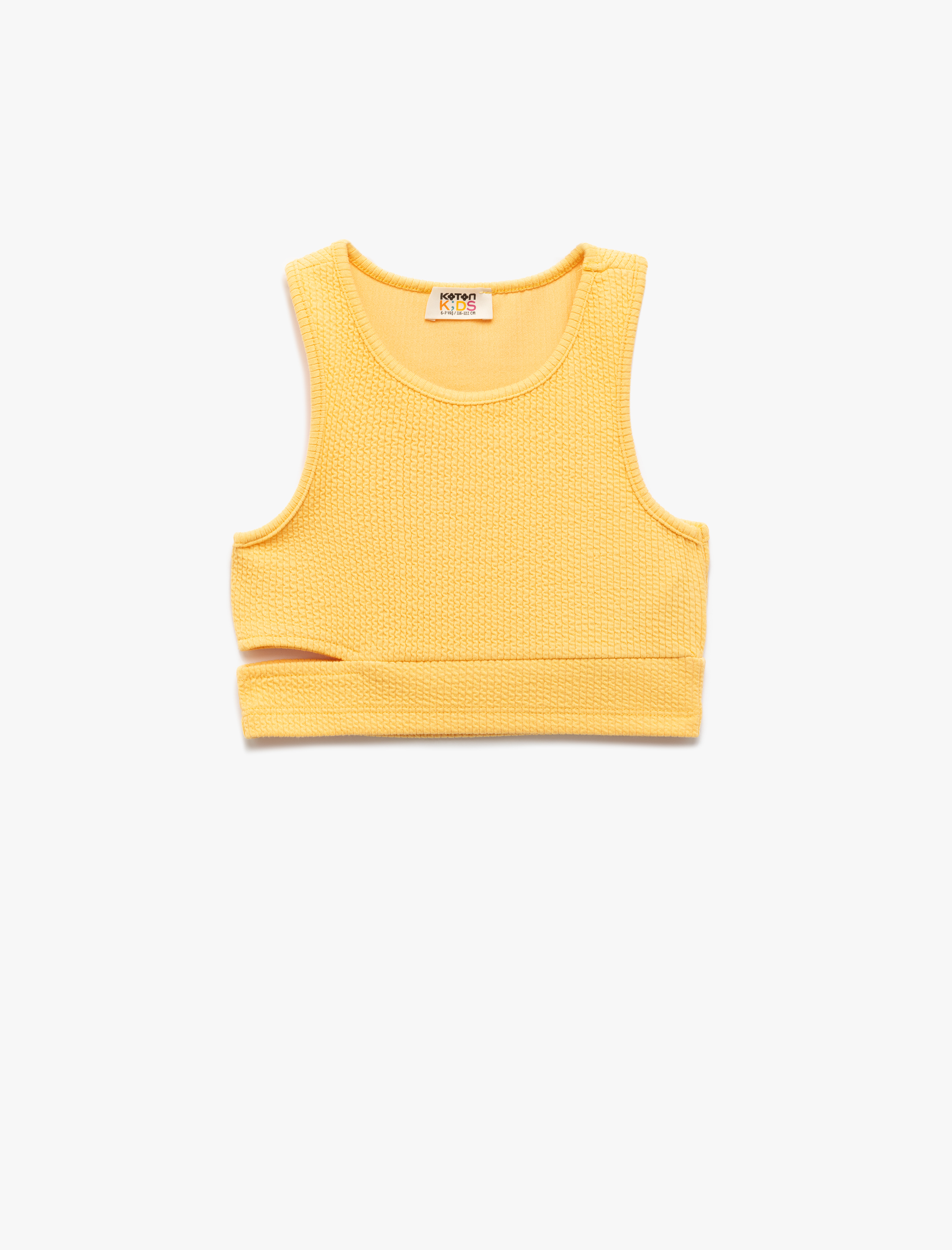 Koton Pencere Detaylı Slim Fit Bürümcük Kolsuz Bisiklet Yaka Crop Atlet -1