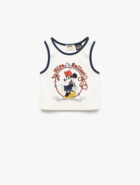Minnie Mouse Lisanslı Baskılı Kaşkorse Kolsuz Crop Atlet
