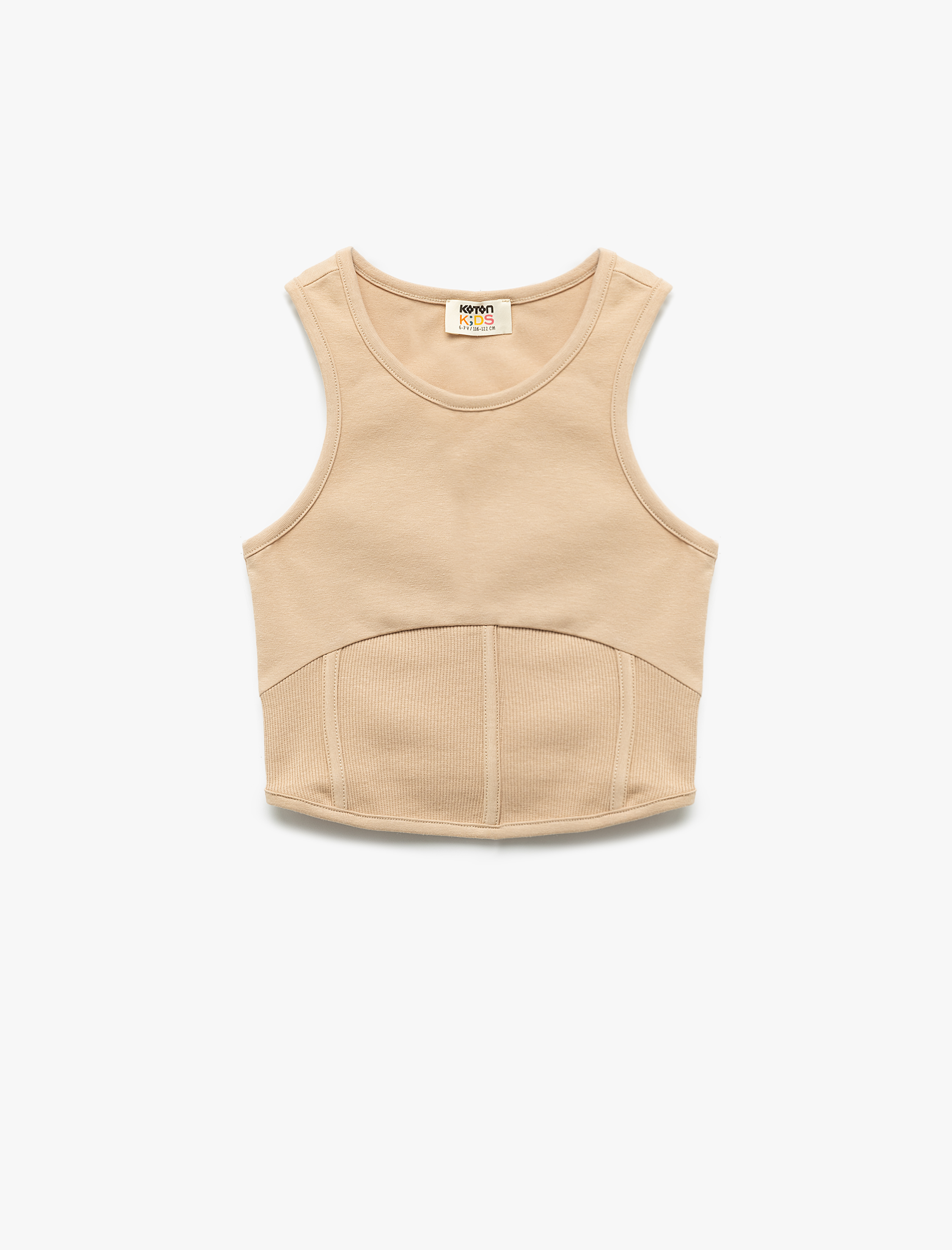 Koton Pamuklu Korse Detaylı Bisiklet Yaka Kolsuz Crop Atlet -1