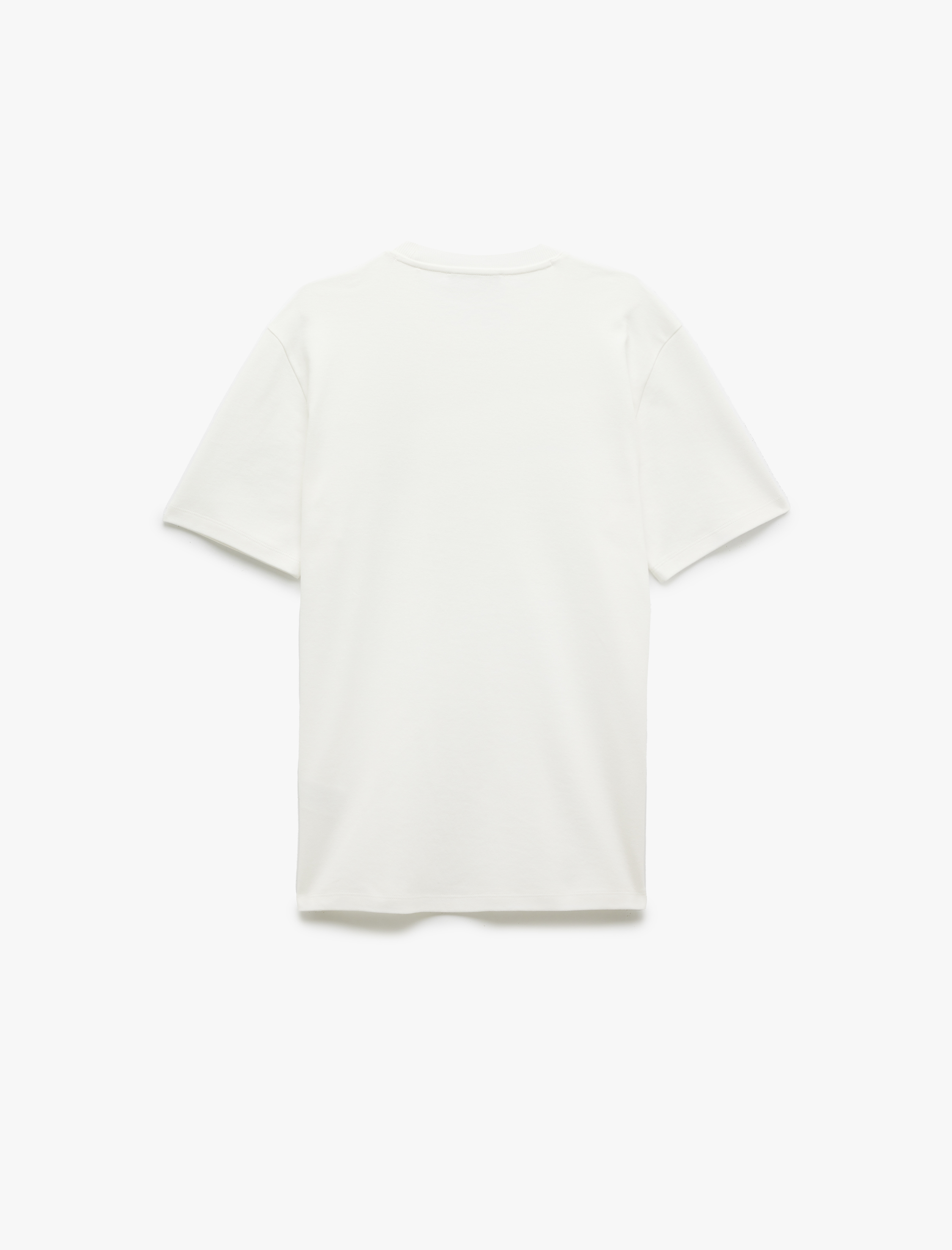   Pamuklu Kısa Kollu Bisiklet Yaka İşleme Detaylı Basic Tişört