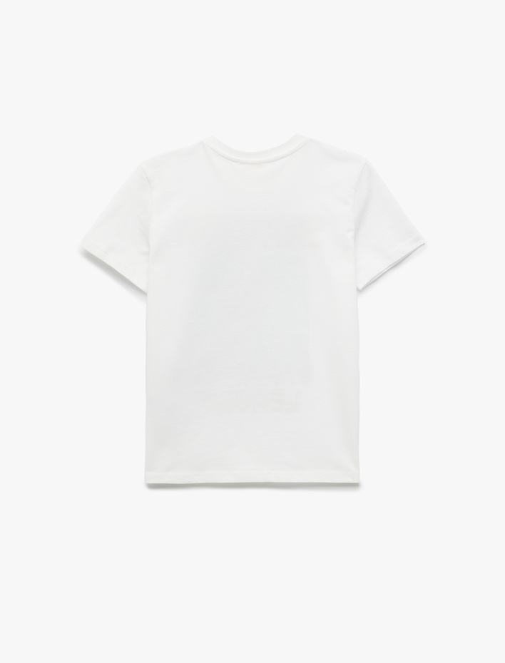 Erkek Çocuk Futbol Baskılı Bisiklet Yaka Kısa Kollu Pamuklu Tişört