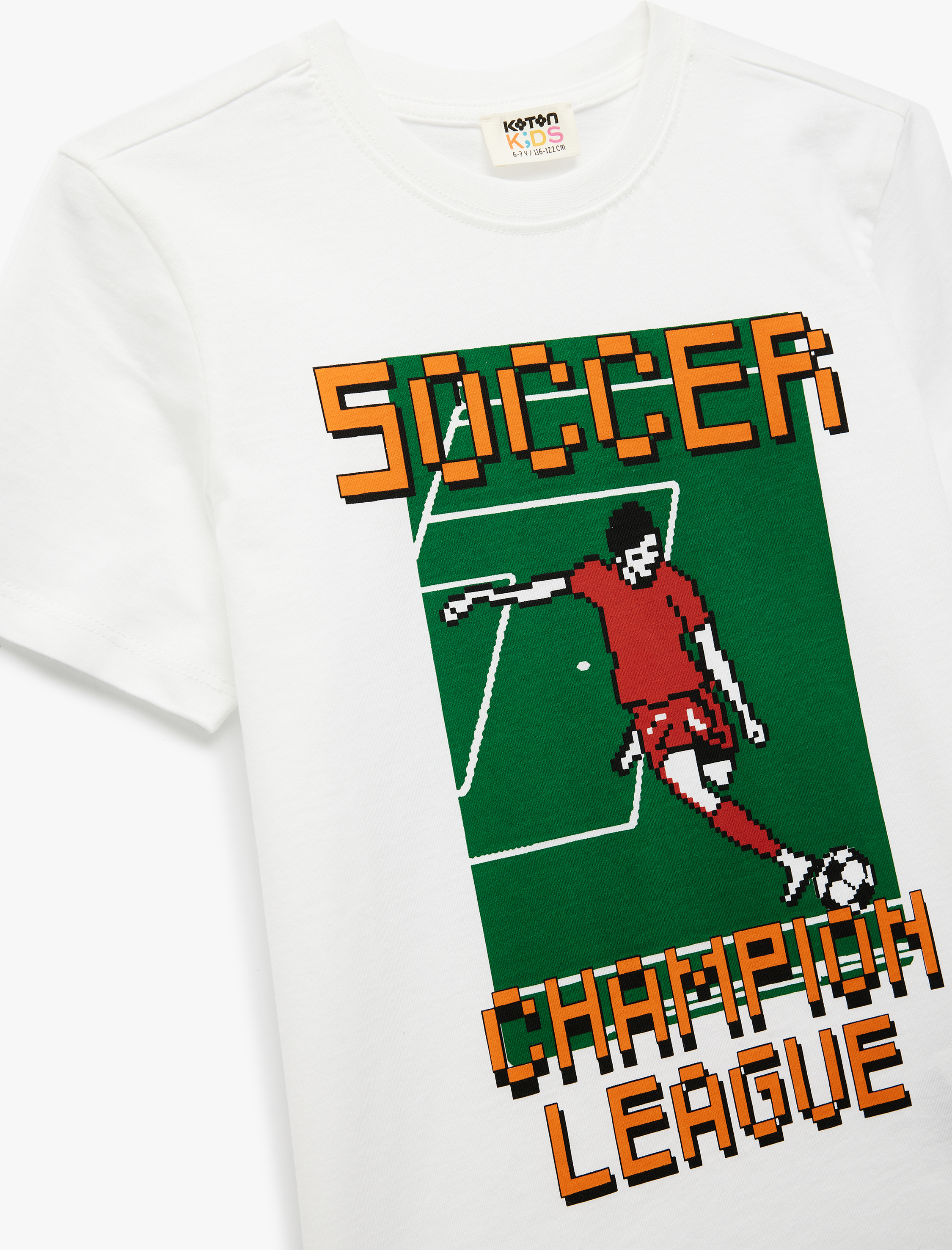  Erkek Çocuk Futbol Baskılı Bisiklet Yaka Kısa Kollu Pamuklu Tişört