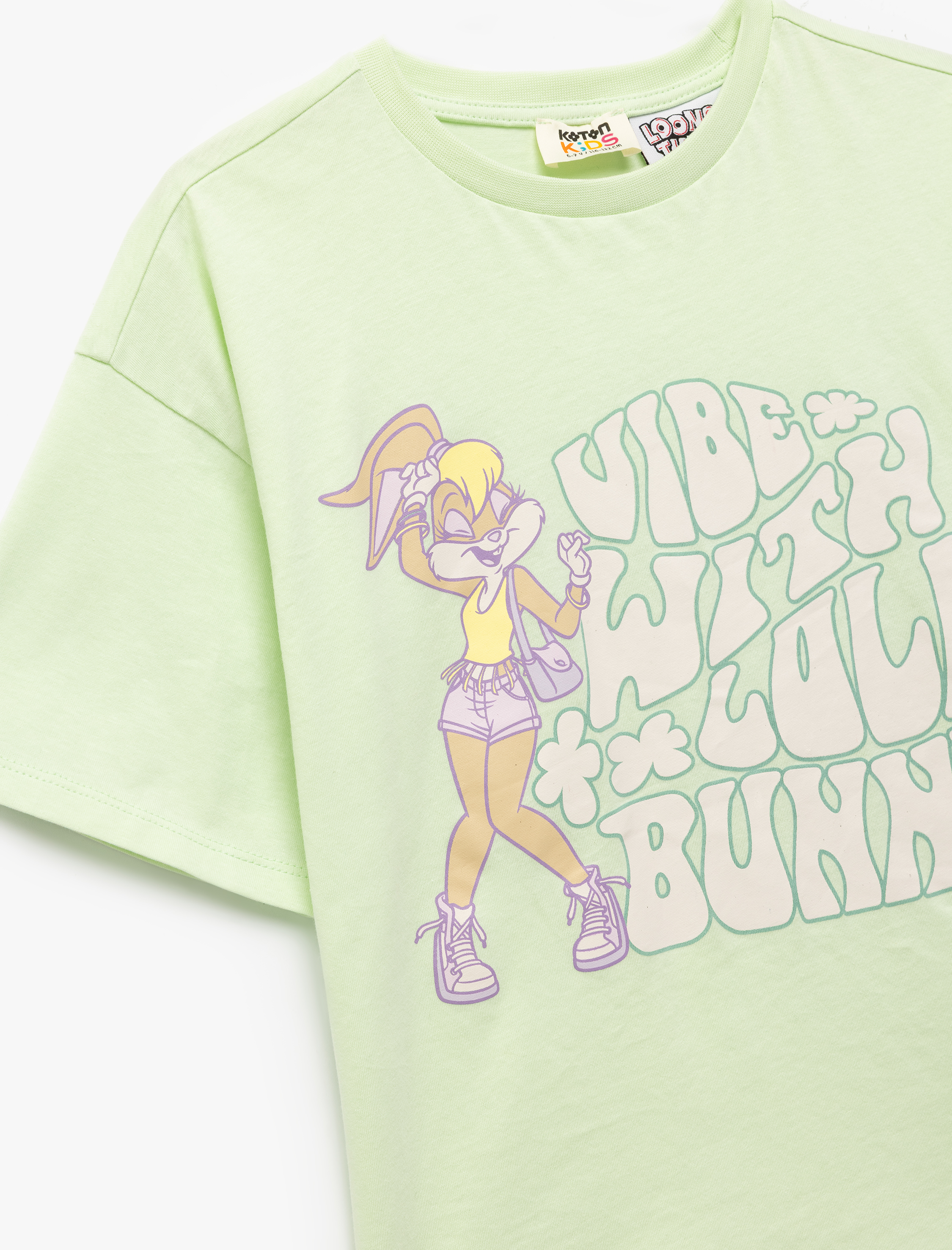  Kız Çocuk Lisanslı Lola Bunny Baskılı Pamuklu Kısa Kollu Tişört