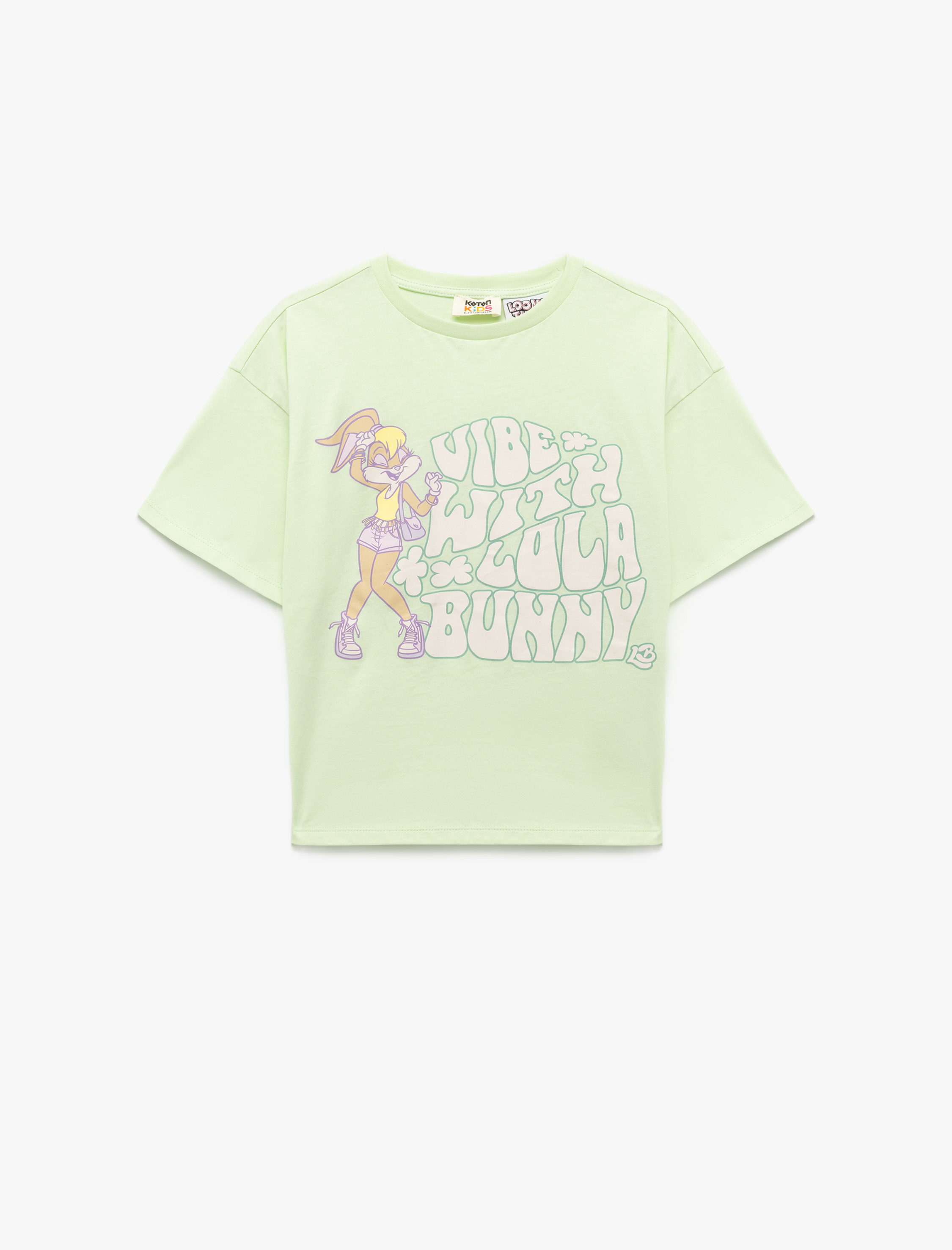  Kız Çocuk Lisanslı Lola Bunny Baskılı Pamuklu Kısa Kollu Tişört