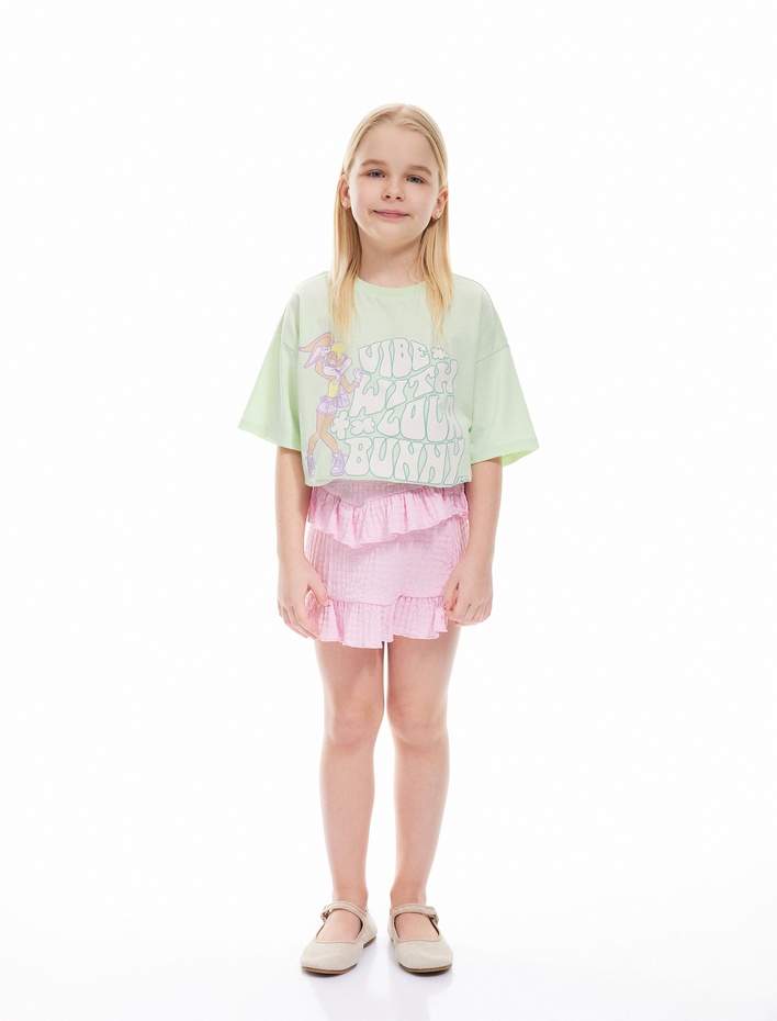 Kız Çocuk Lisanslı Lola Bunny Baskılı Pamuklu Kısa Kollu Tişört