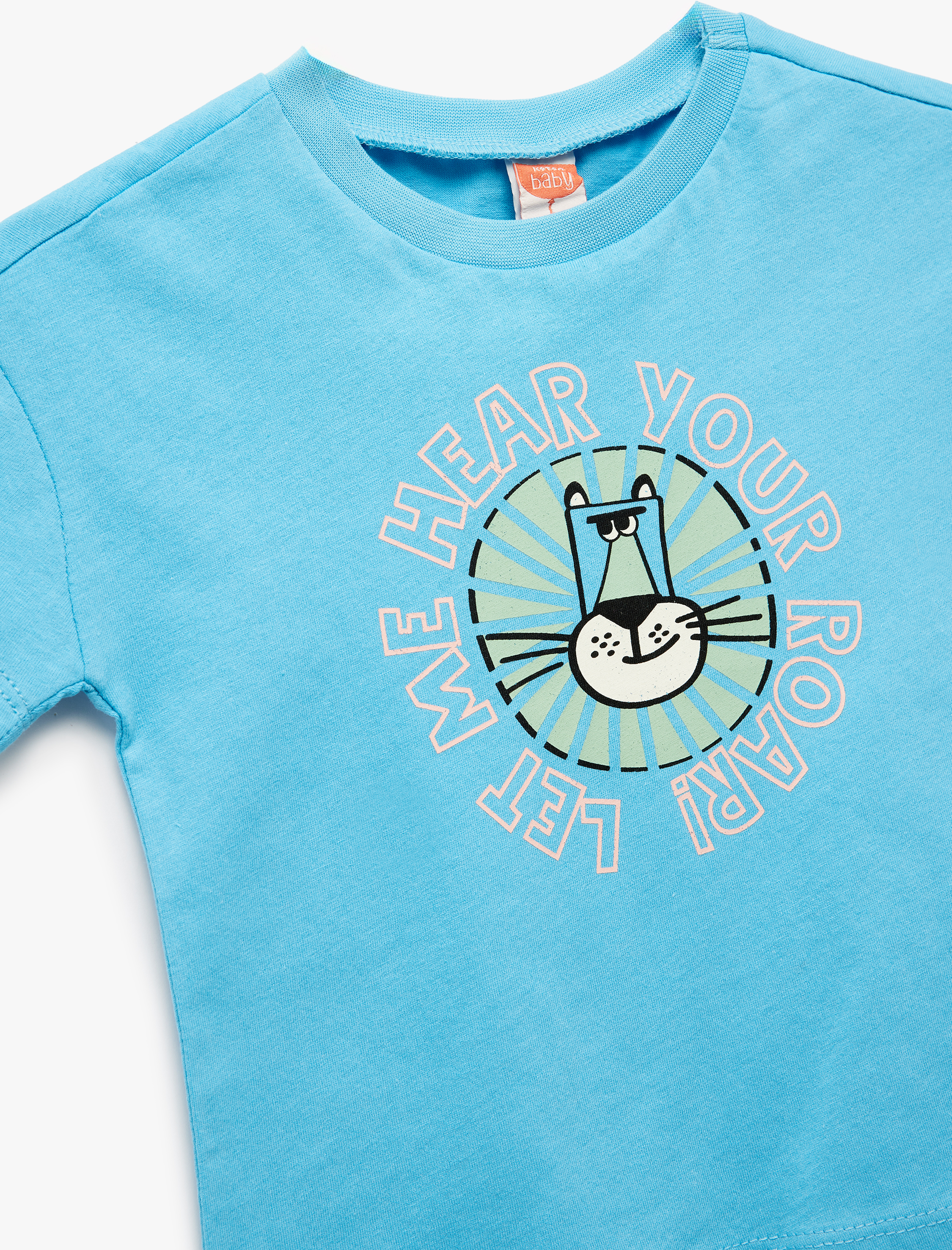  Erkek Bebek Bisiklet Yaka Kısa Kollu Baskılı Pamuklu Tişört