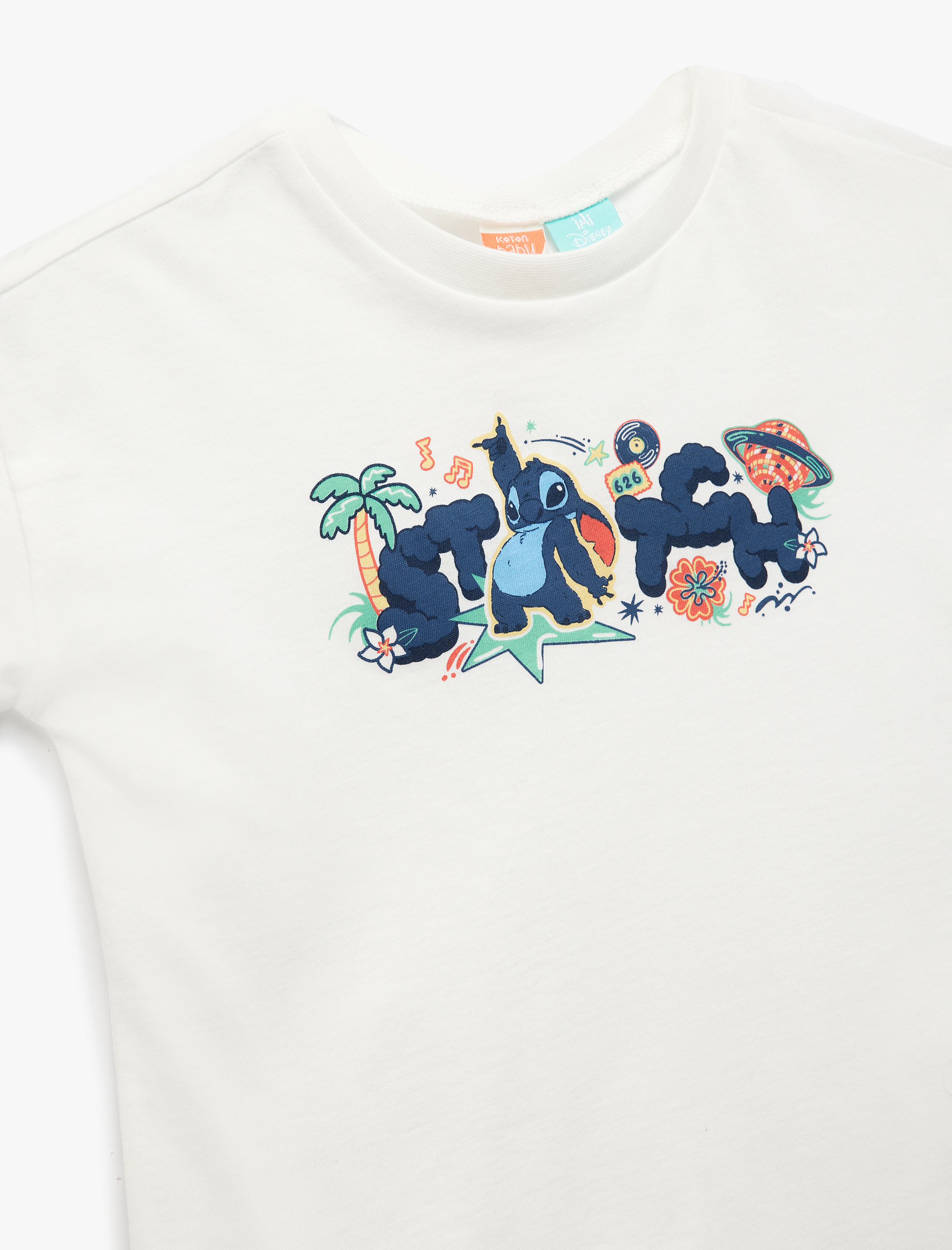 Erkek Bebek Stitch Lisanslı Pamuklu Kısa Kollu Baskılı Tişört