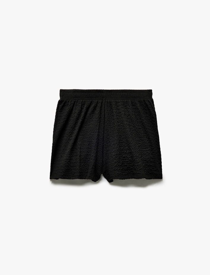  Regular Fit Beli Lastikli Dokulu Mini Şort