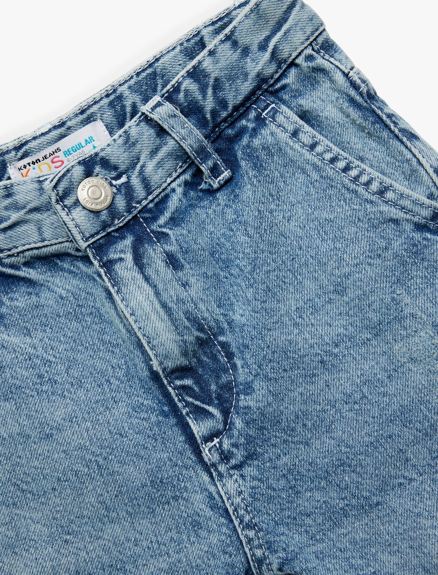  Erkek Çocuk Cep Detaylı Pamuklu Denim Şort