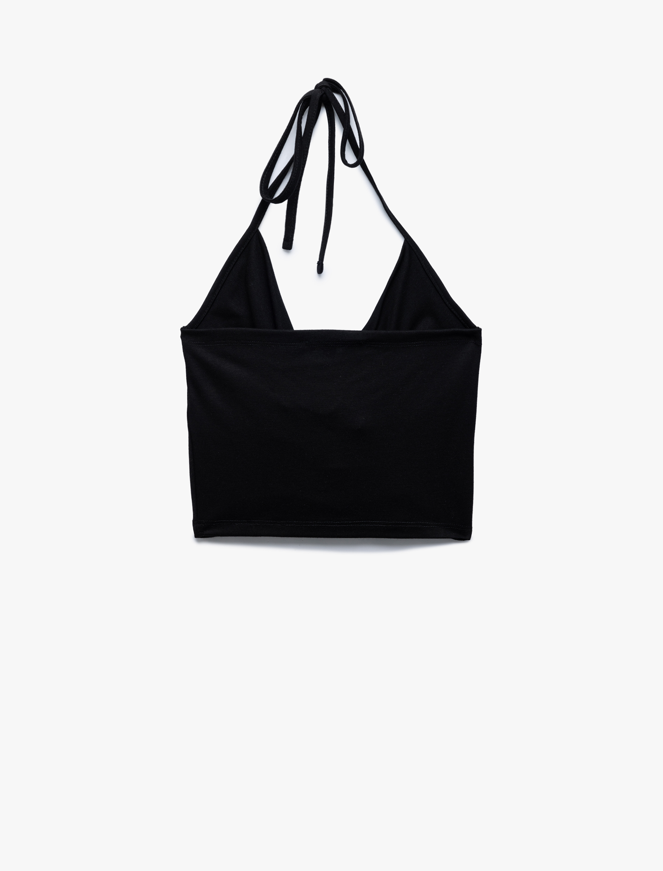   Slim Fit Boyundan Bağlamalı Crop Degaje Yaka Bluz