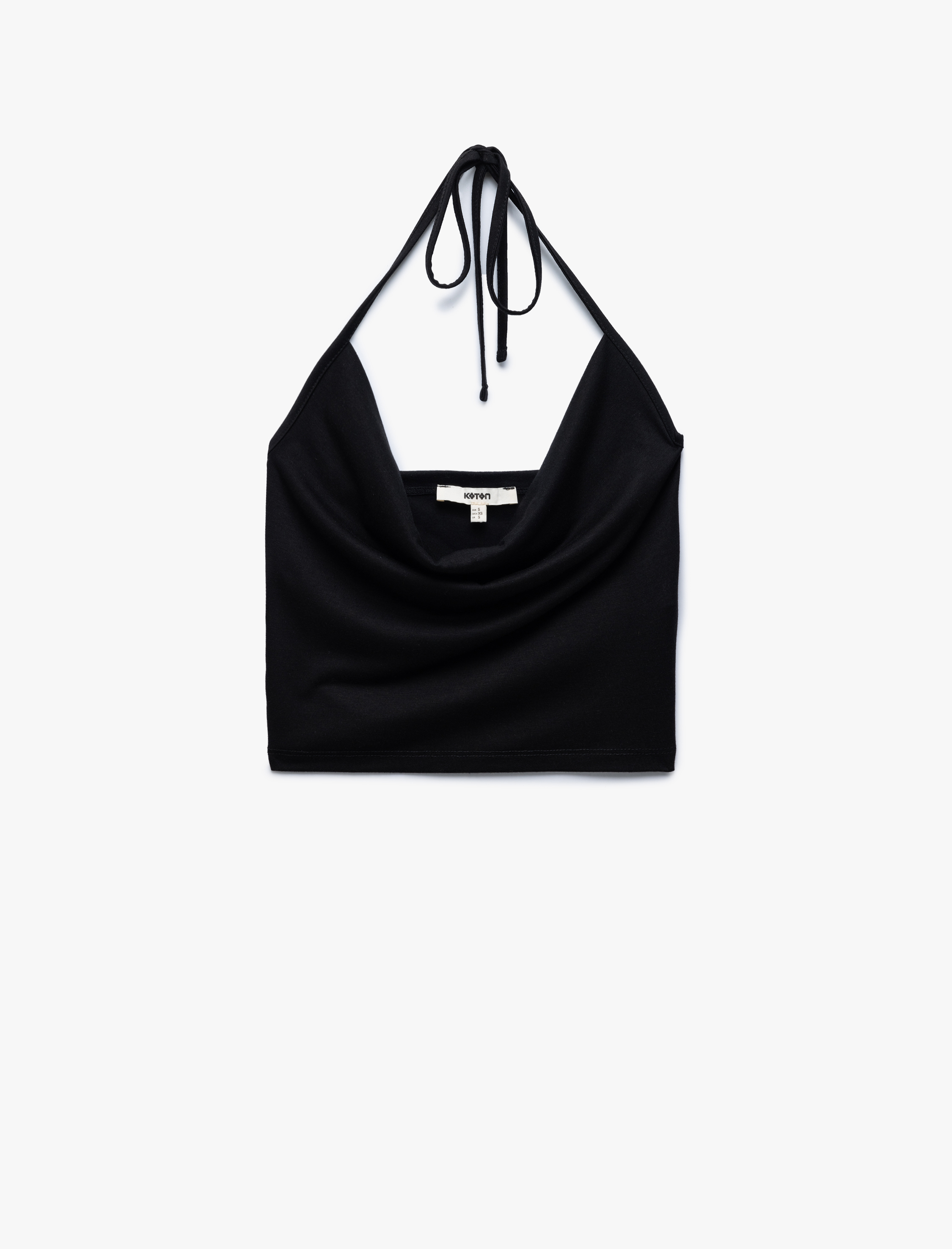   Slim Fit Boyundan Bağlamalı Crop Degaje Yaka Bluz