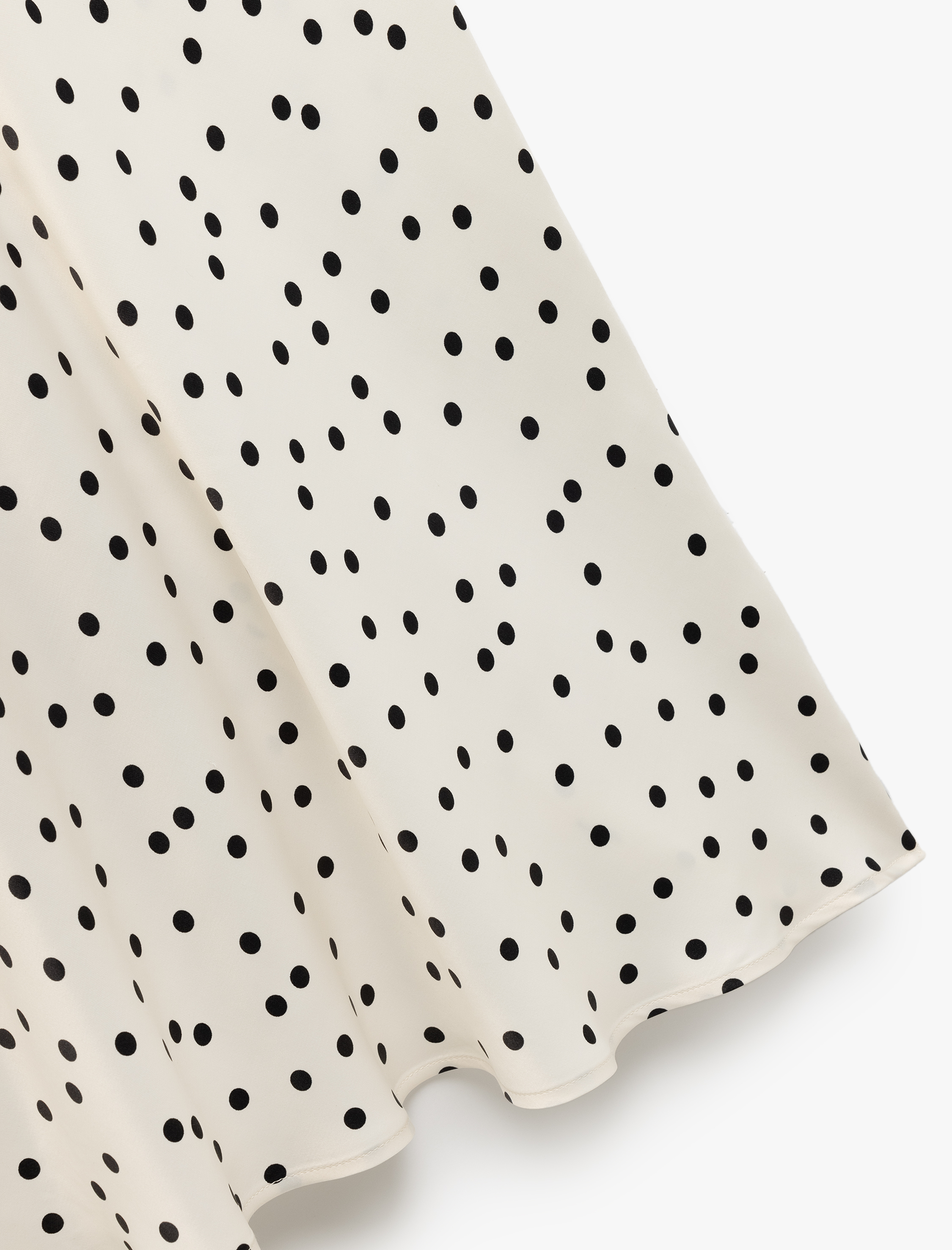   Standart Bel A Kesim Puantiyeli Saten Midi Etek