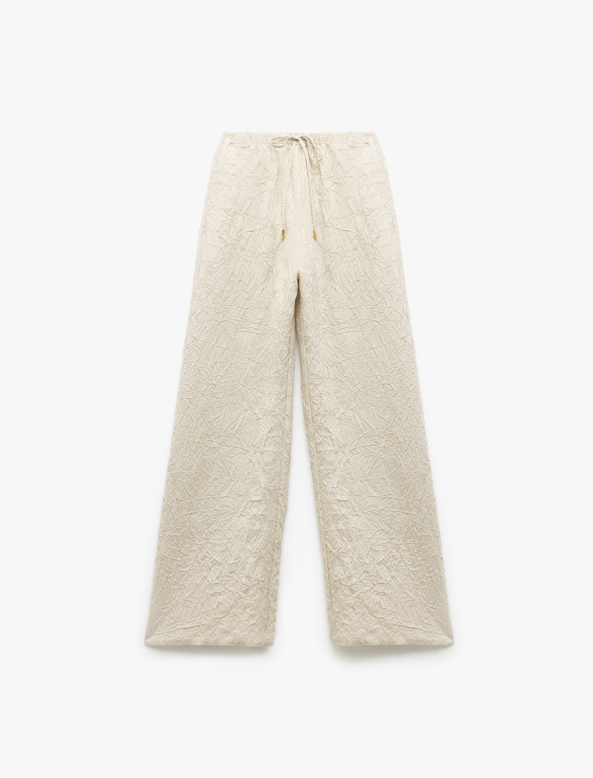   Viskon Kumaş Rahat Kalıp Cepli Dokulu Düz Bol Paça Pantolon