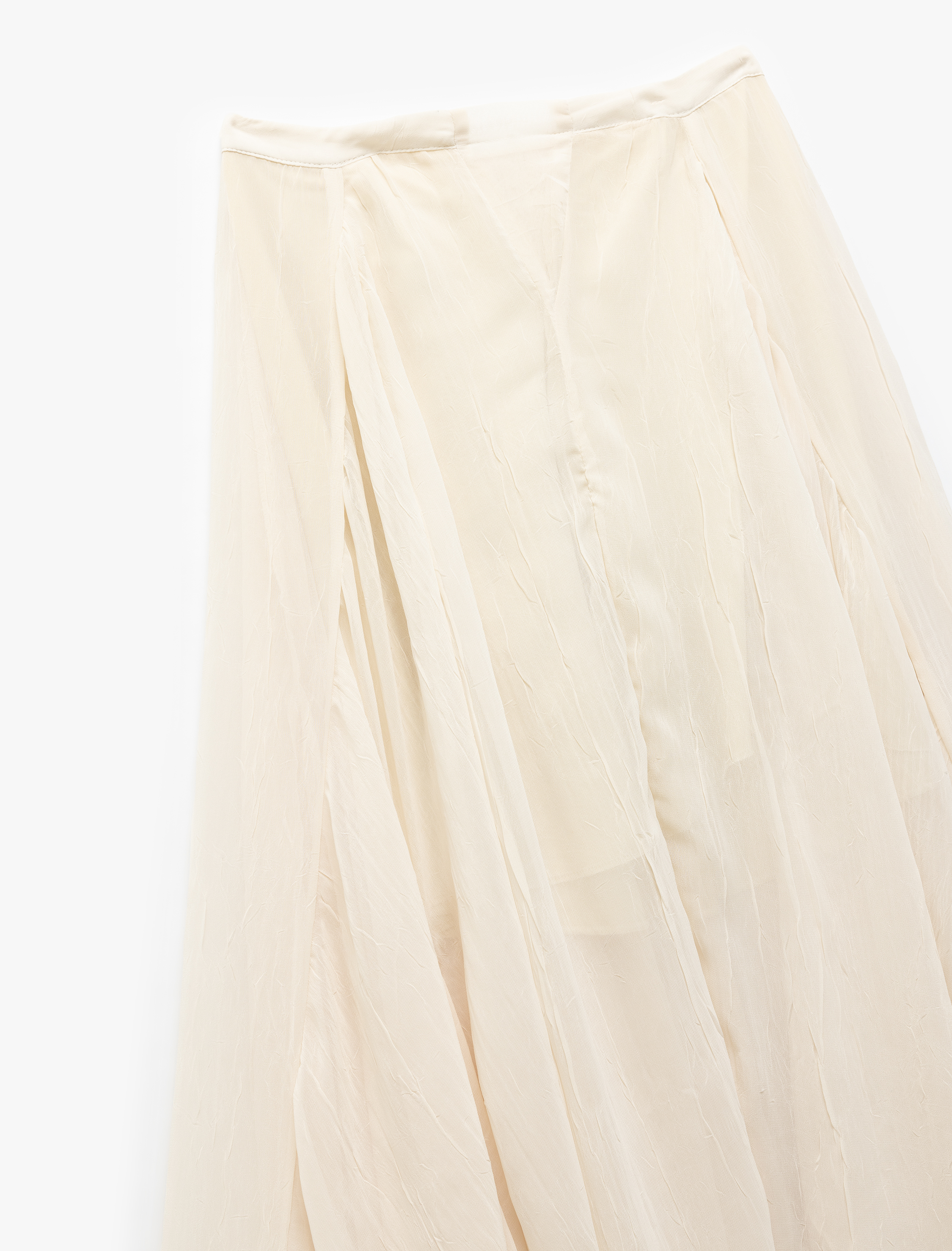   Yarım Astarlı Transparan Fırfırlı Uzun Kloş Tül Etek