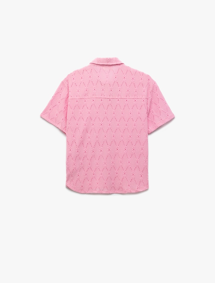 Kız Çocuk Gömlek Yaka Kısa Kollu Fistolu Bluz