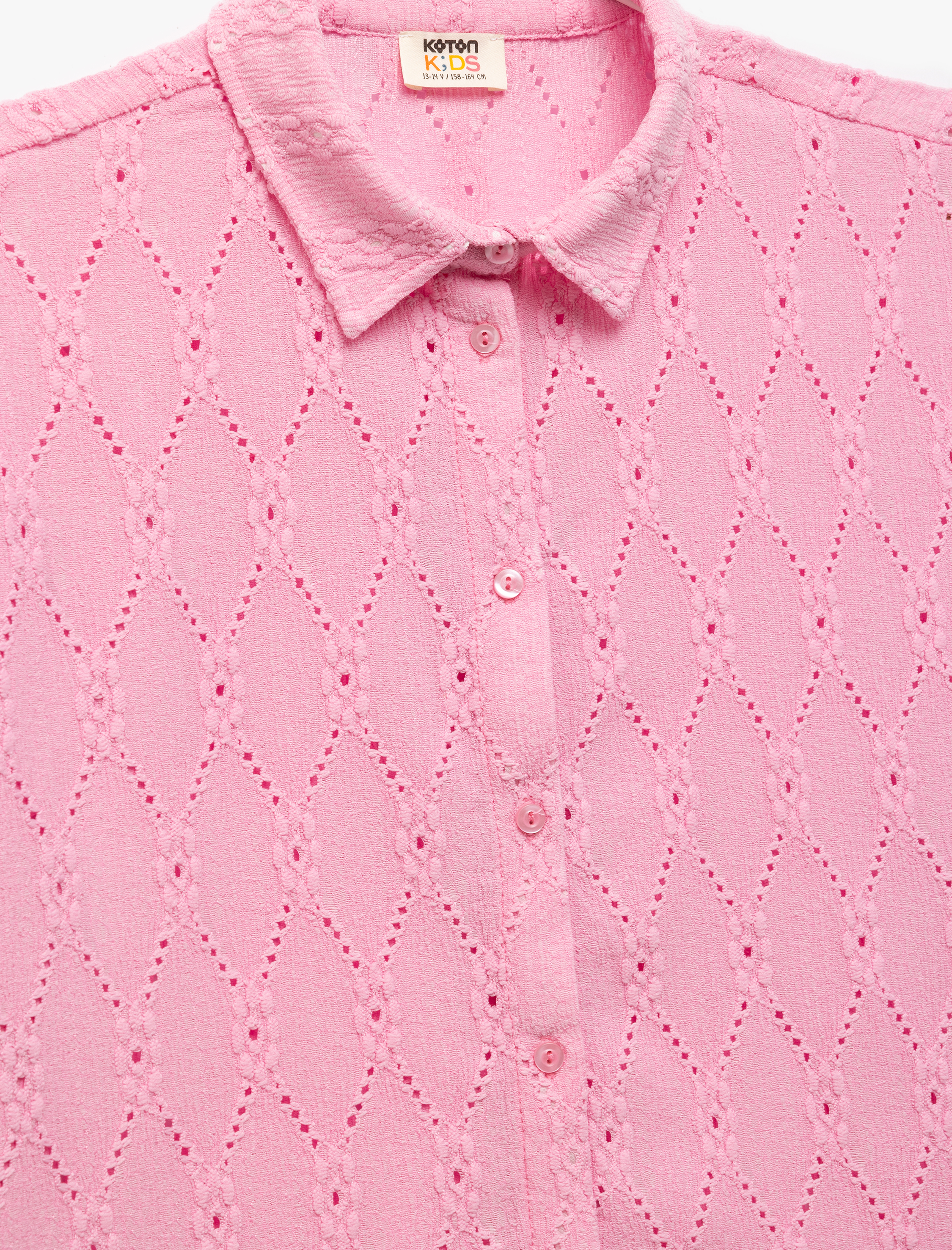  Kız Çocuk Gömlek Yaka Kısa Kollu Fistolu Bluz