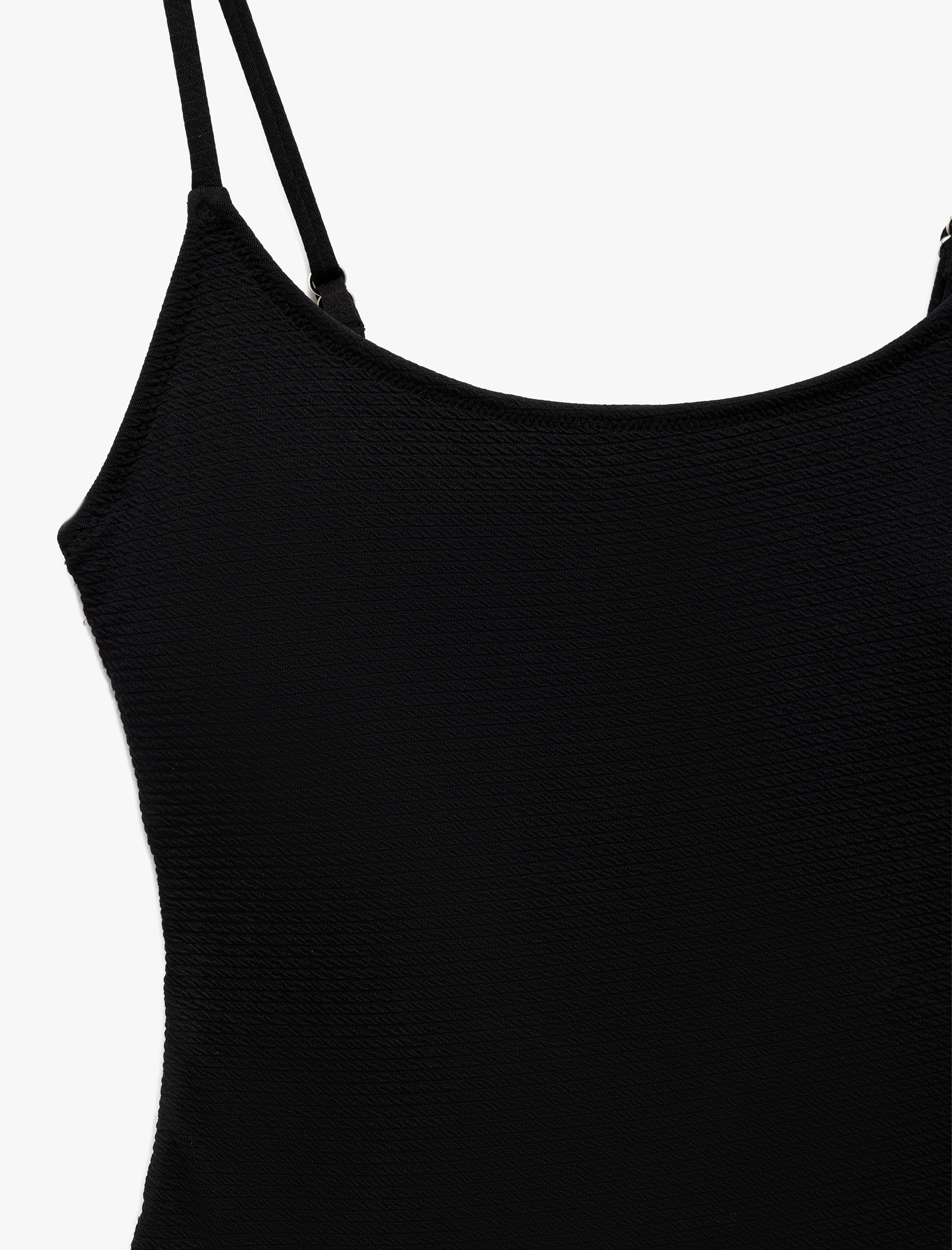   Hafif Destekli Dokulu İnce Askılı Fit Mayo