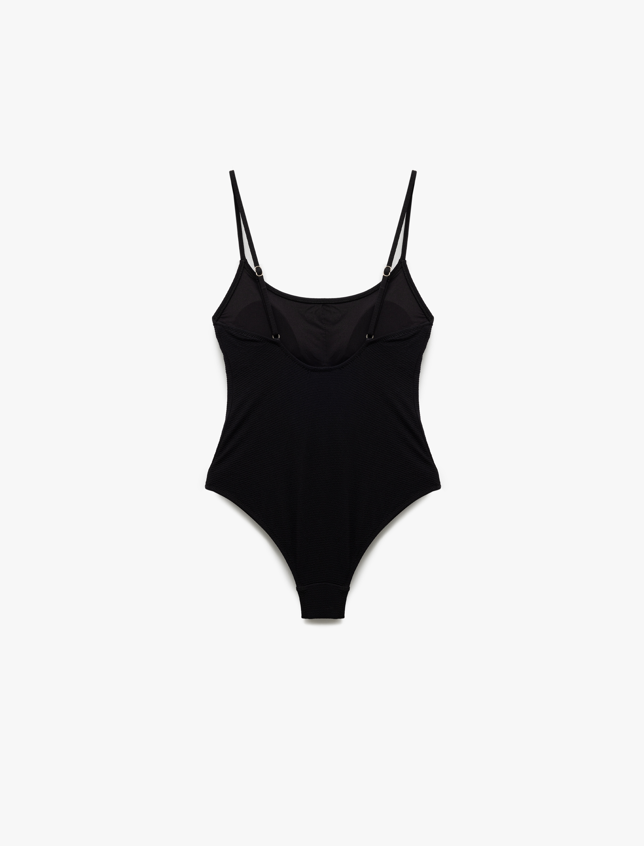   Hafif Destekli Dokulu İnce Askılı Fit Mayo