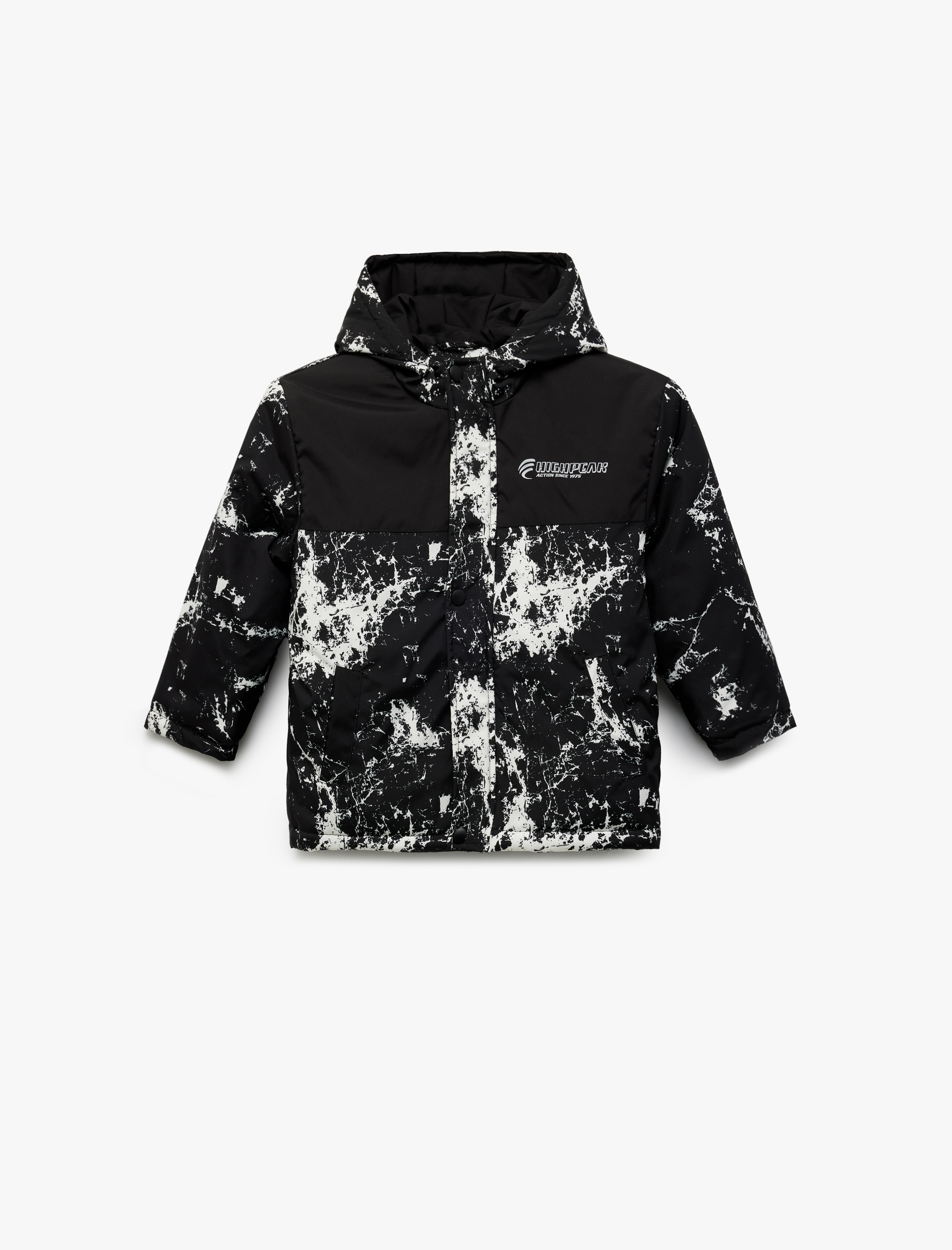  Erkek Çocuk Uzun Kollu Baskılı Kapşonlu Mevsimlik Mont