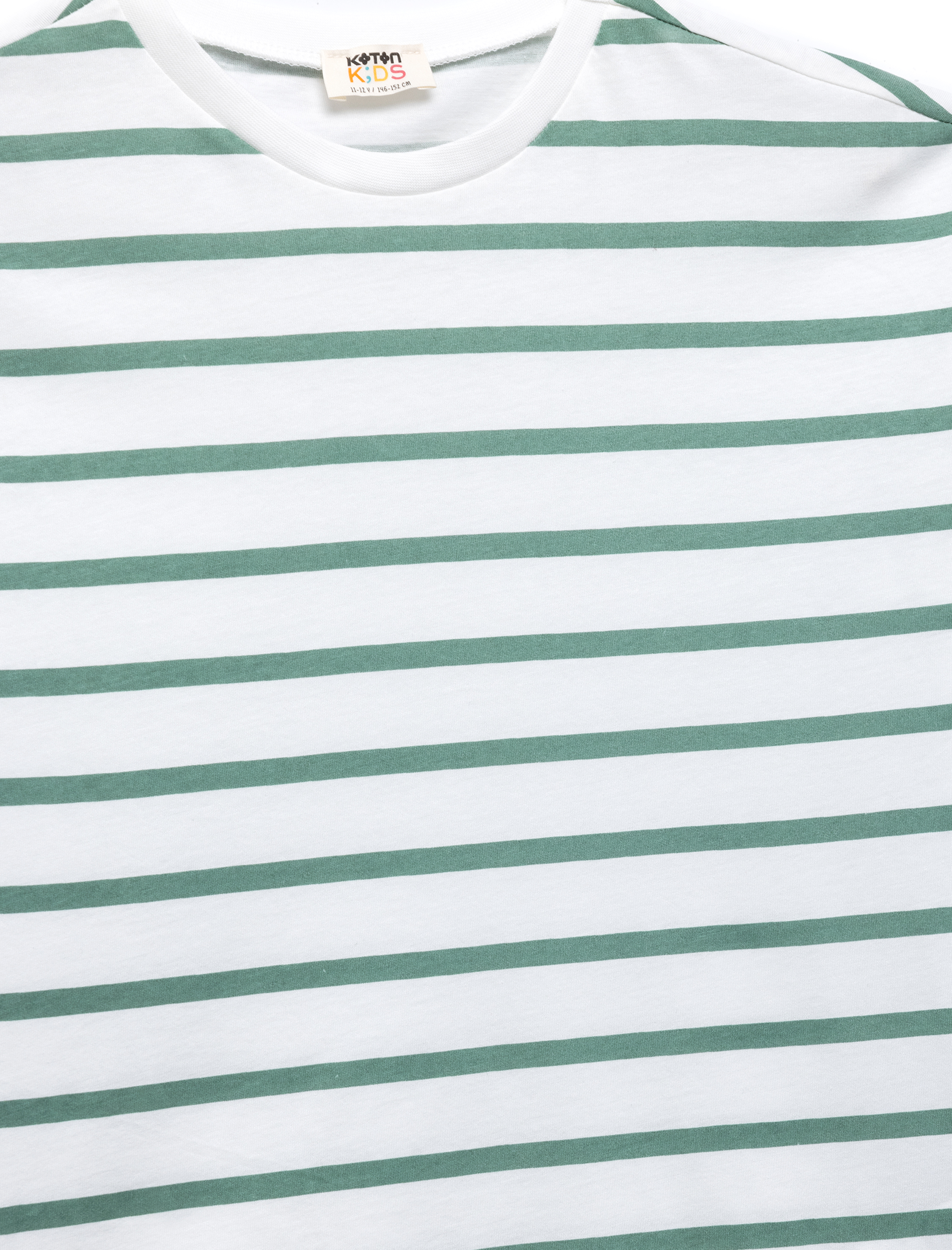  Erkek Çocuk Pamuklu Bisiklet Yaka Kısa Kollu Çizgili Tişört