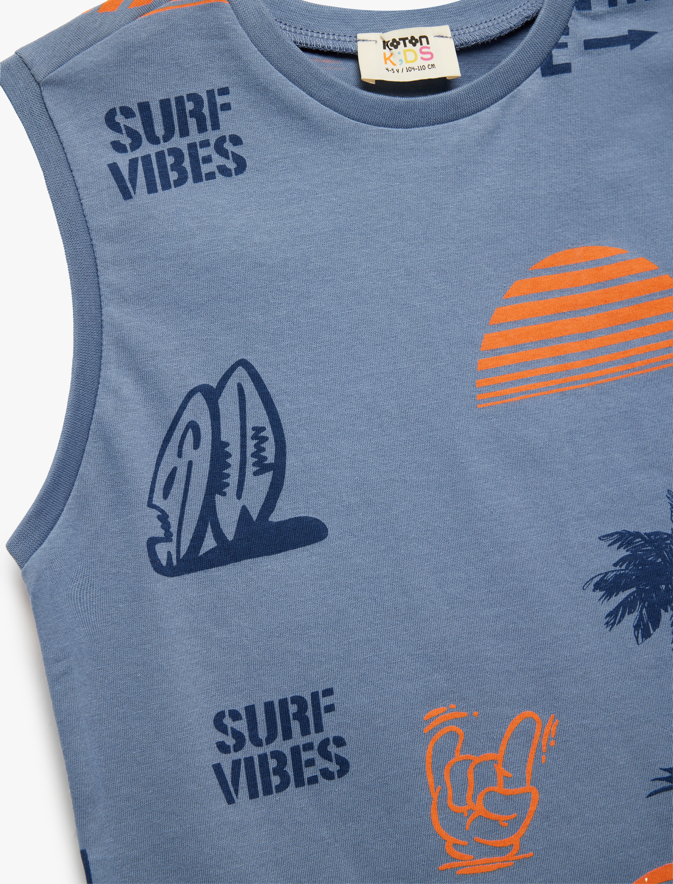  Erkek Çocuk Pamuklu Baskılı Kolsuz Bisiklet Yaka Atlet