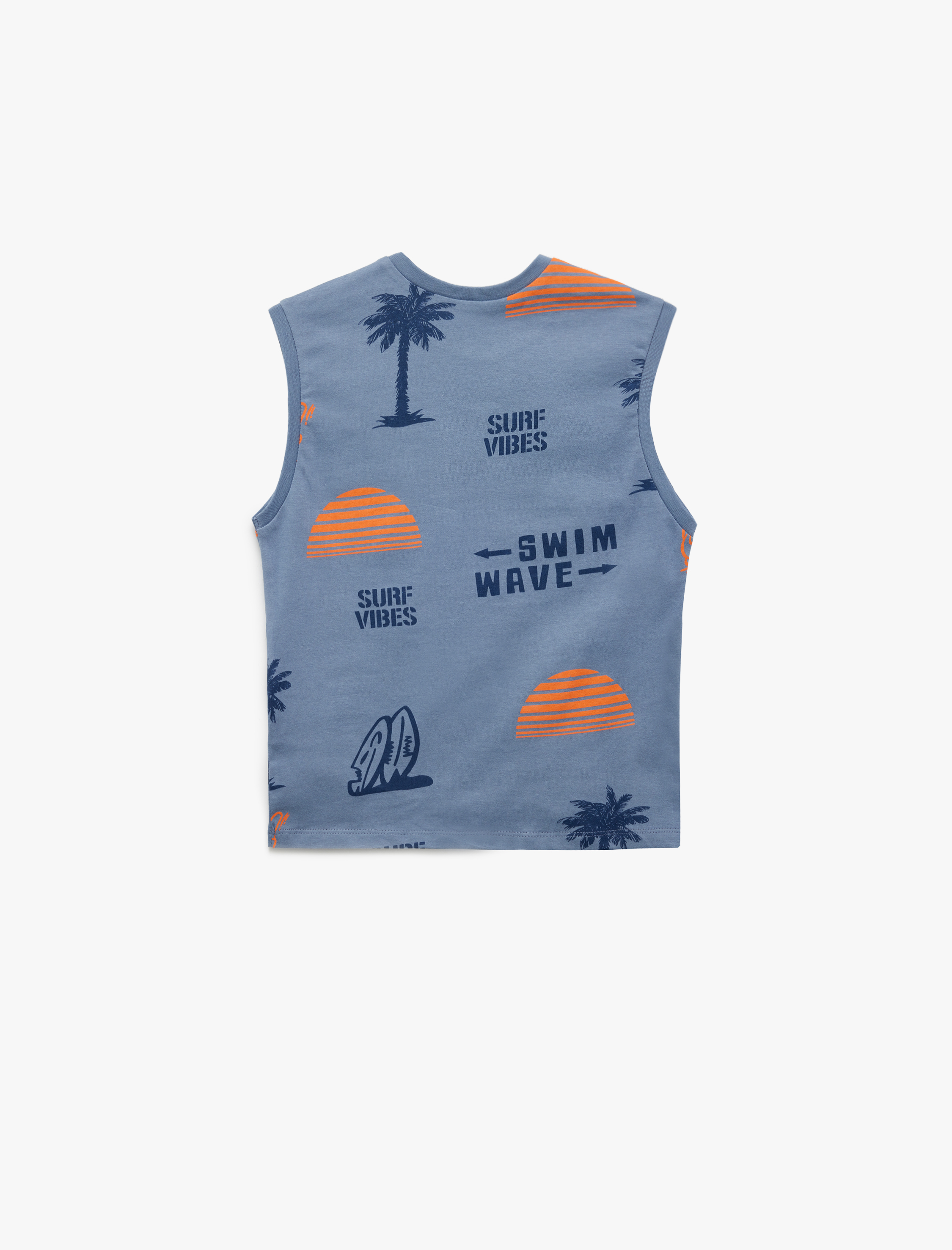  Erkek Çocuk Pamuklu Baskılı Kolsuz Bisiklet Yaka Atlet